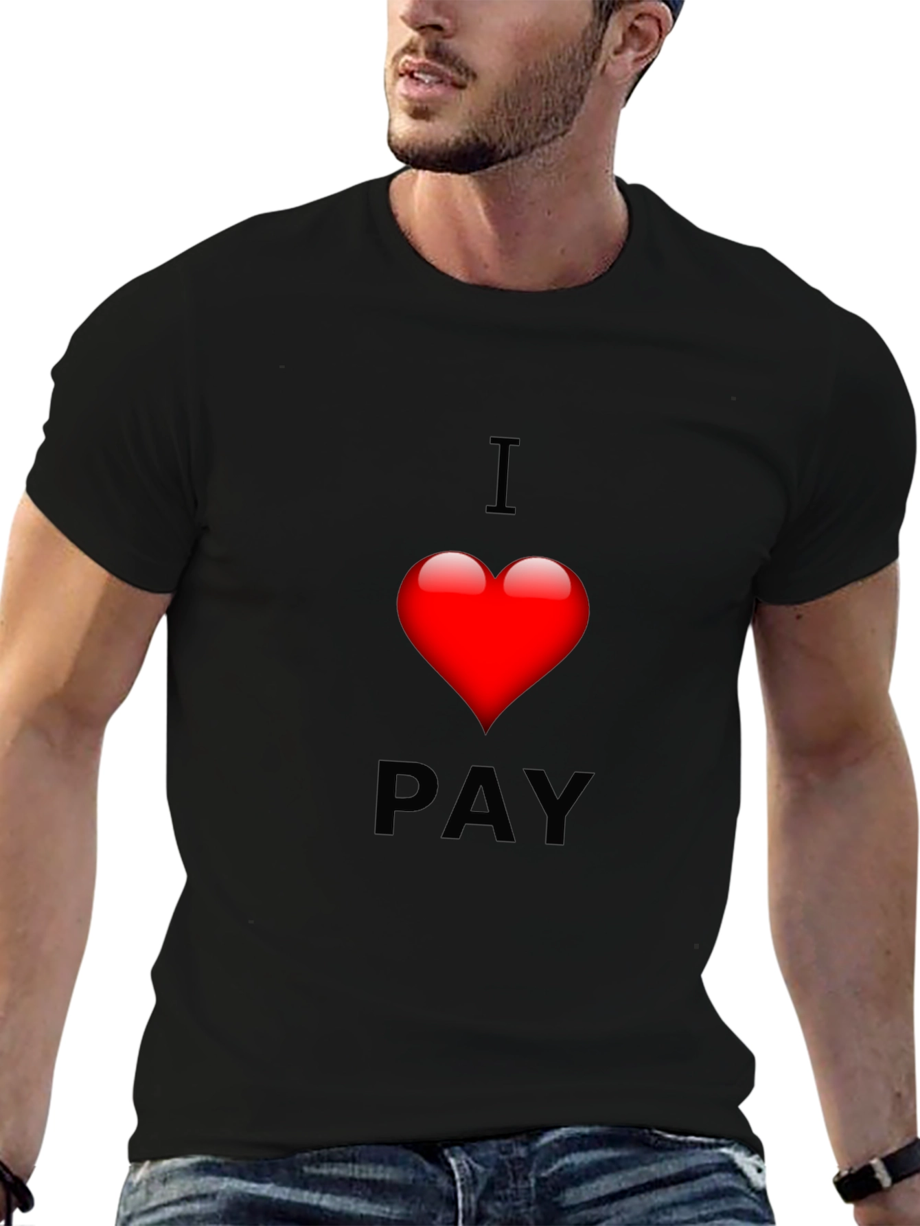 Black I Heart Pay Graphic Tee - Soft Cotton Blend T-Shirt view 6
