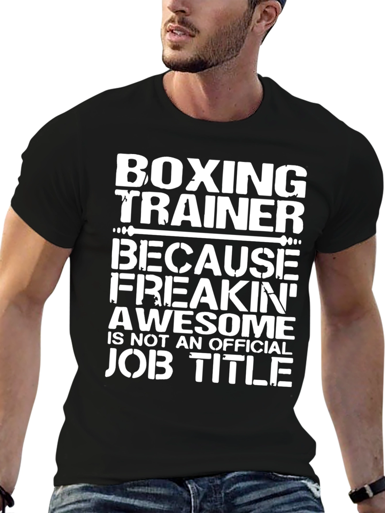 Black Boxing Trainer Awesome Job Title T-Shirt view 6