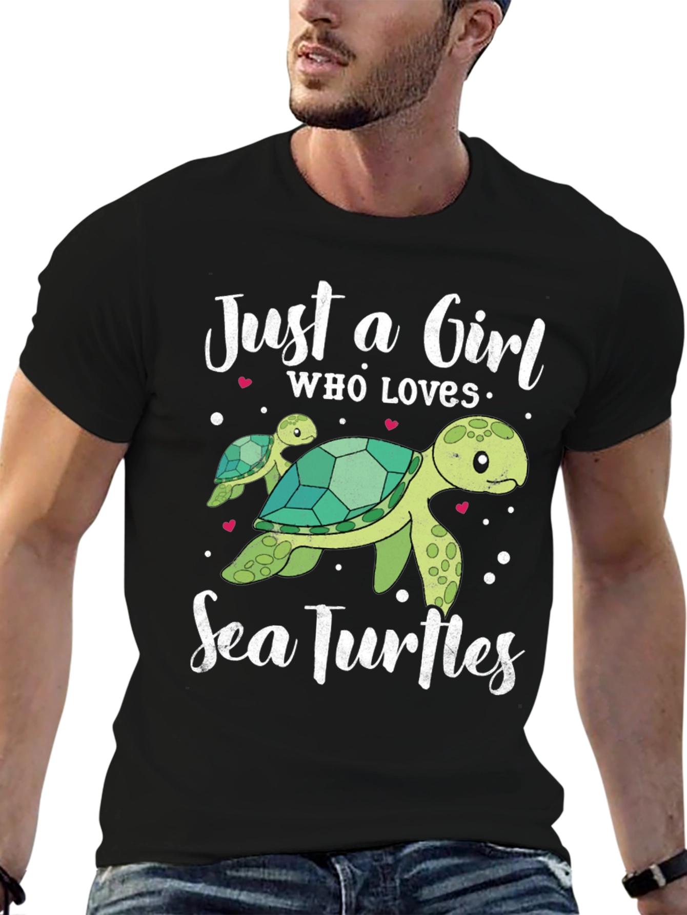 Black Just A Girl Who Loves Sea Turtles T-Shirt view 6