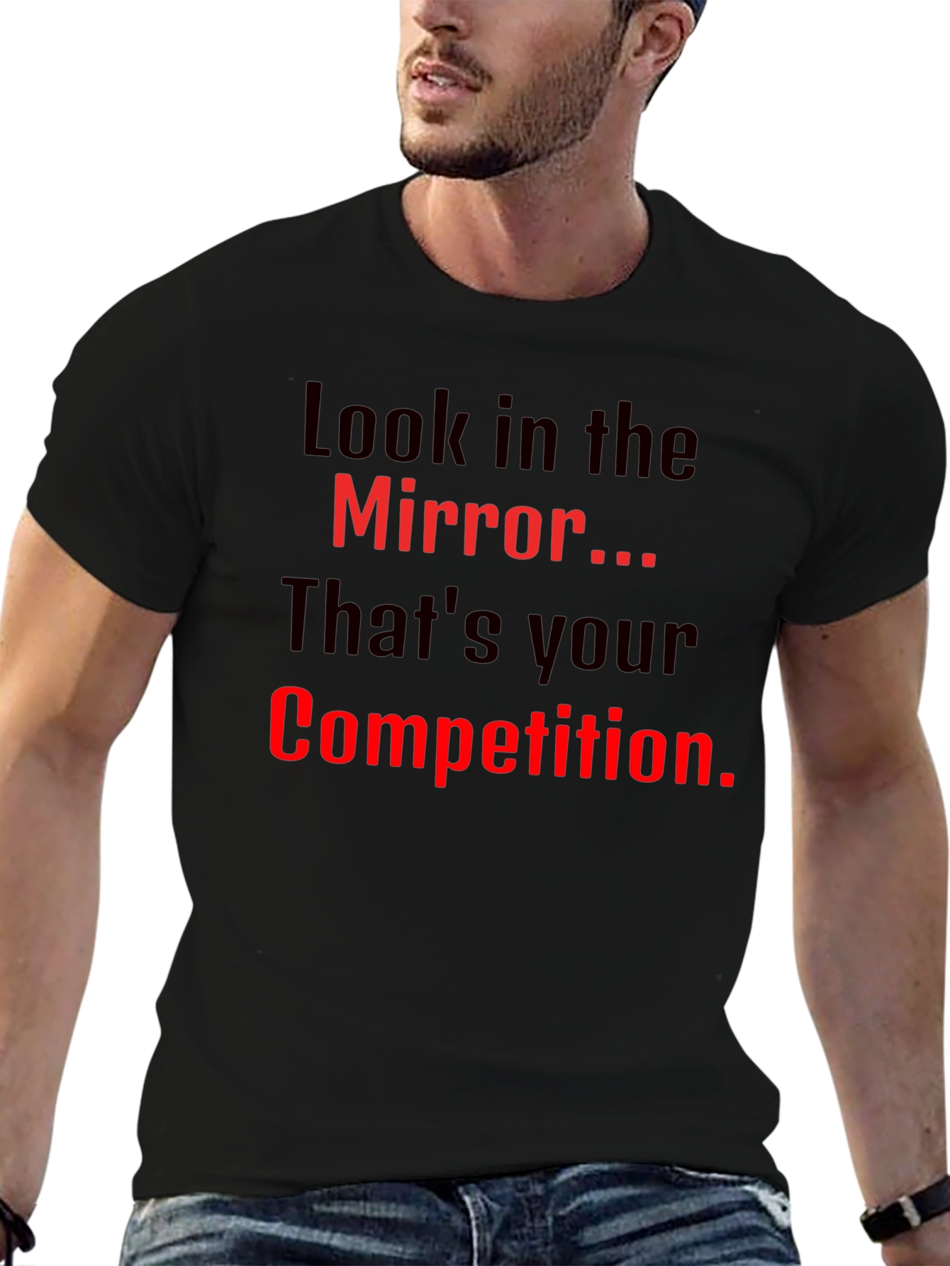 Black Motivational Mirror Competition Black T-Shirt view 6