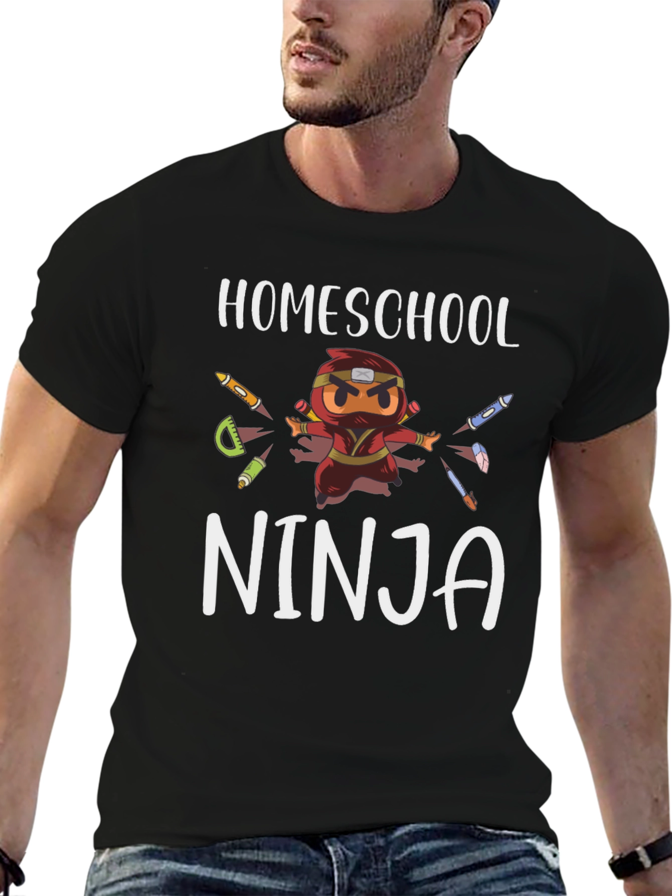 Black Homeschool Ninja T-Shirt - Fun Homeschool Apparel view 6