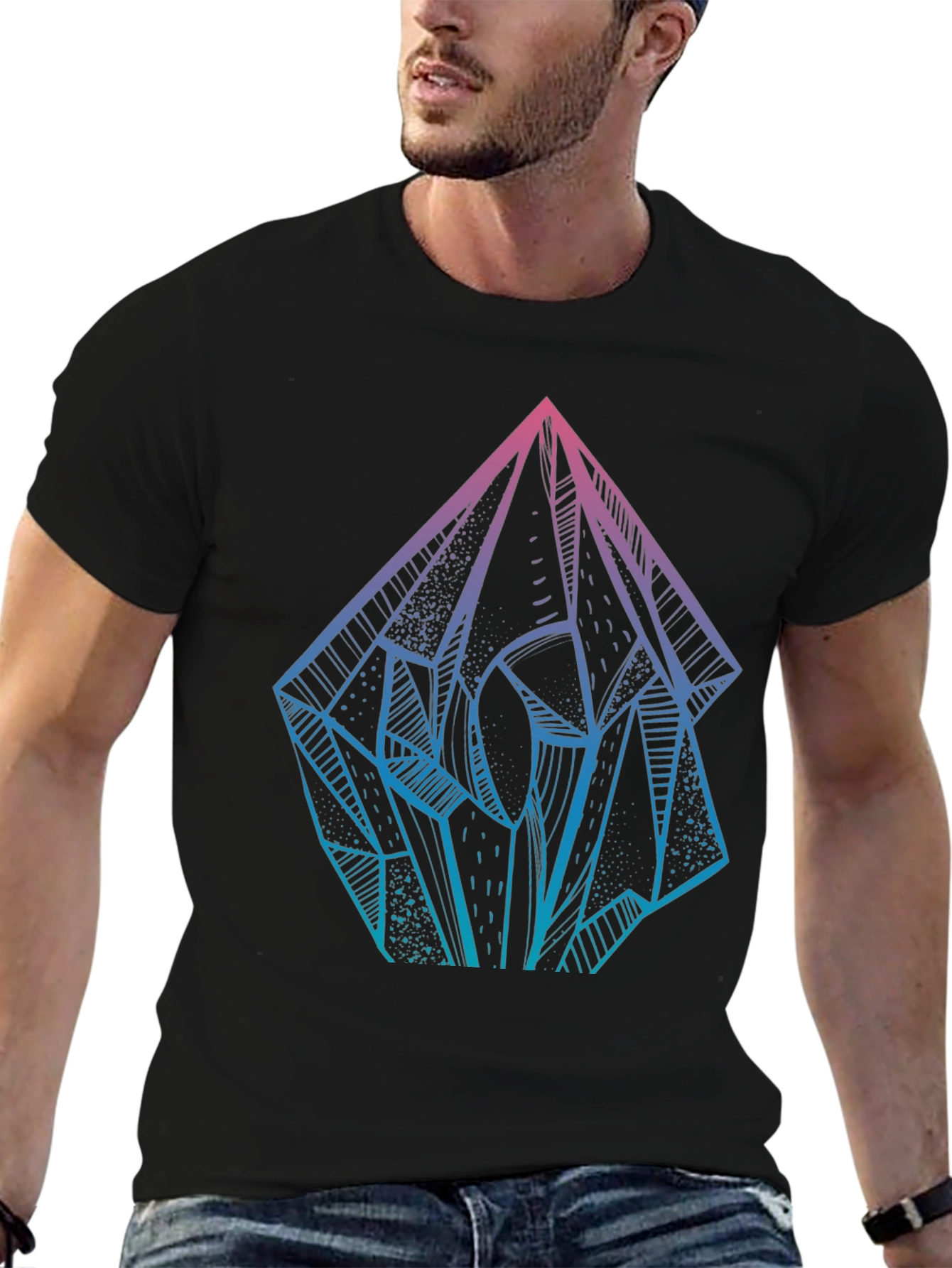 Black Crystal Prism Graphic Tee - Mens Black T-Shirt view 6