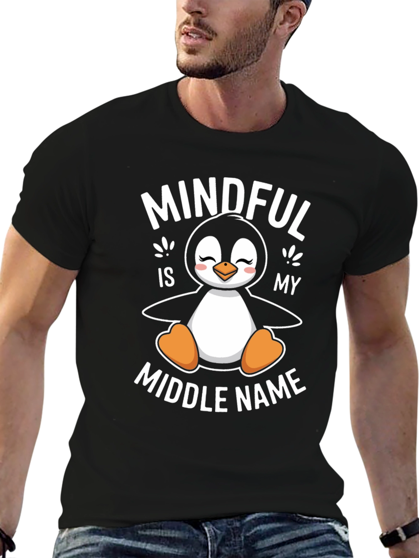 Black Mindful Penguin T-Shirt view 6