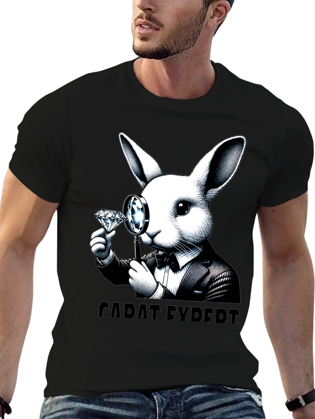 Black Carat Expert Rabbit Graphic T-Shirt view 6