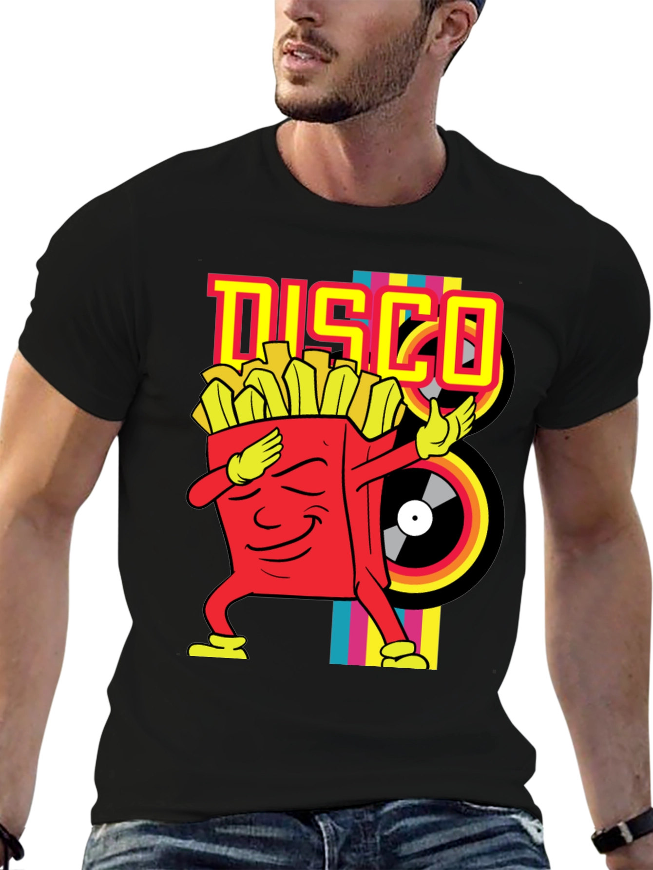 Black Disco Fries Dab Black T-Shirt view 6