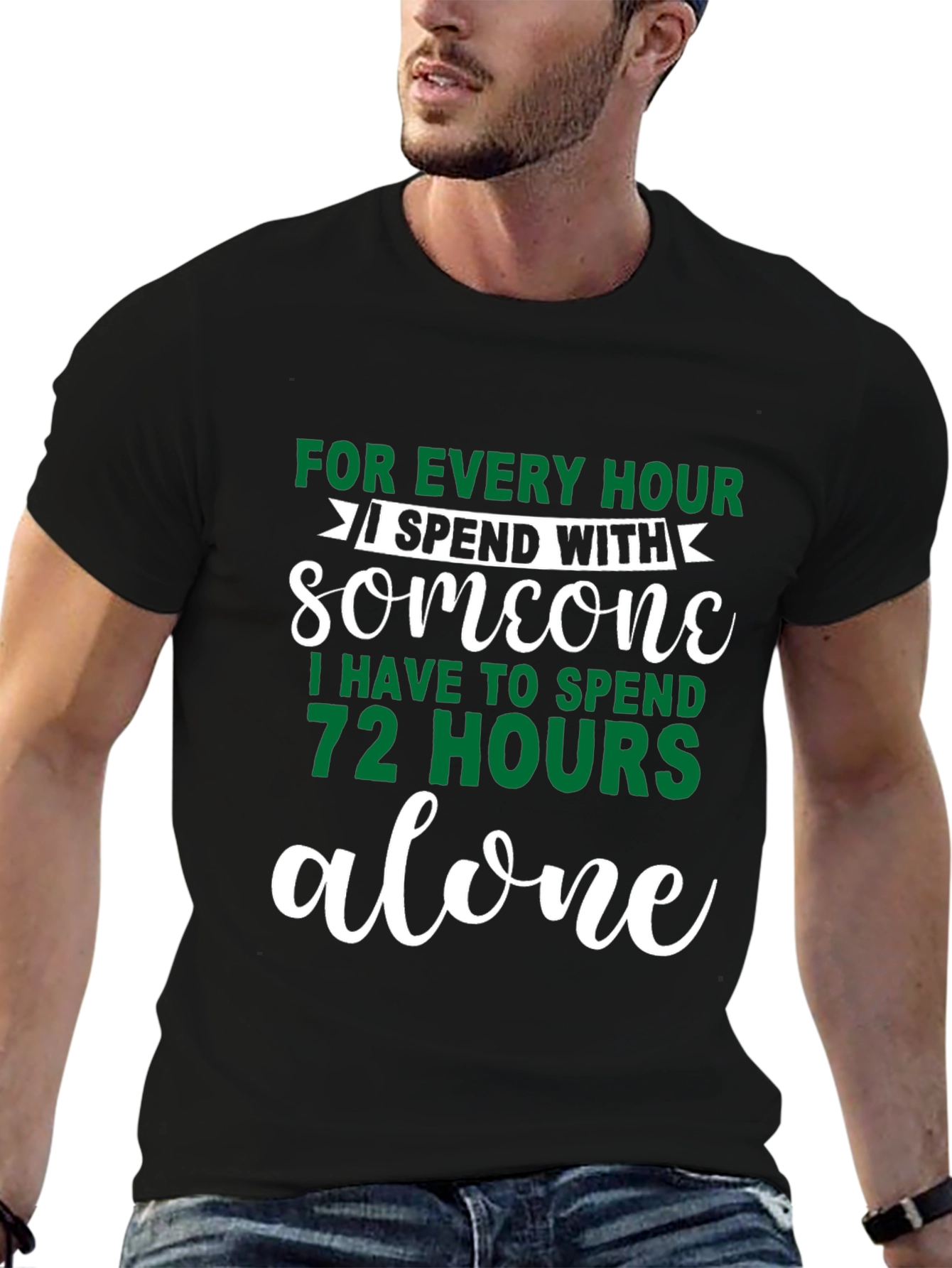 Black Introvert Humor T-Shirt: For Every Hour I Spend With Someone view 6