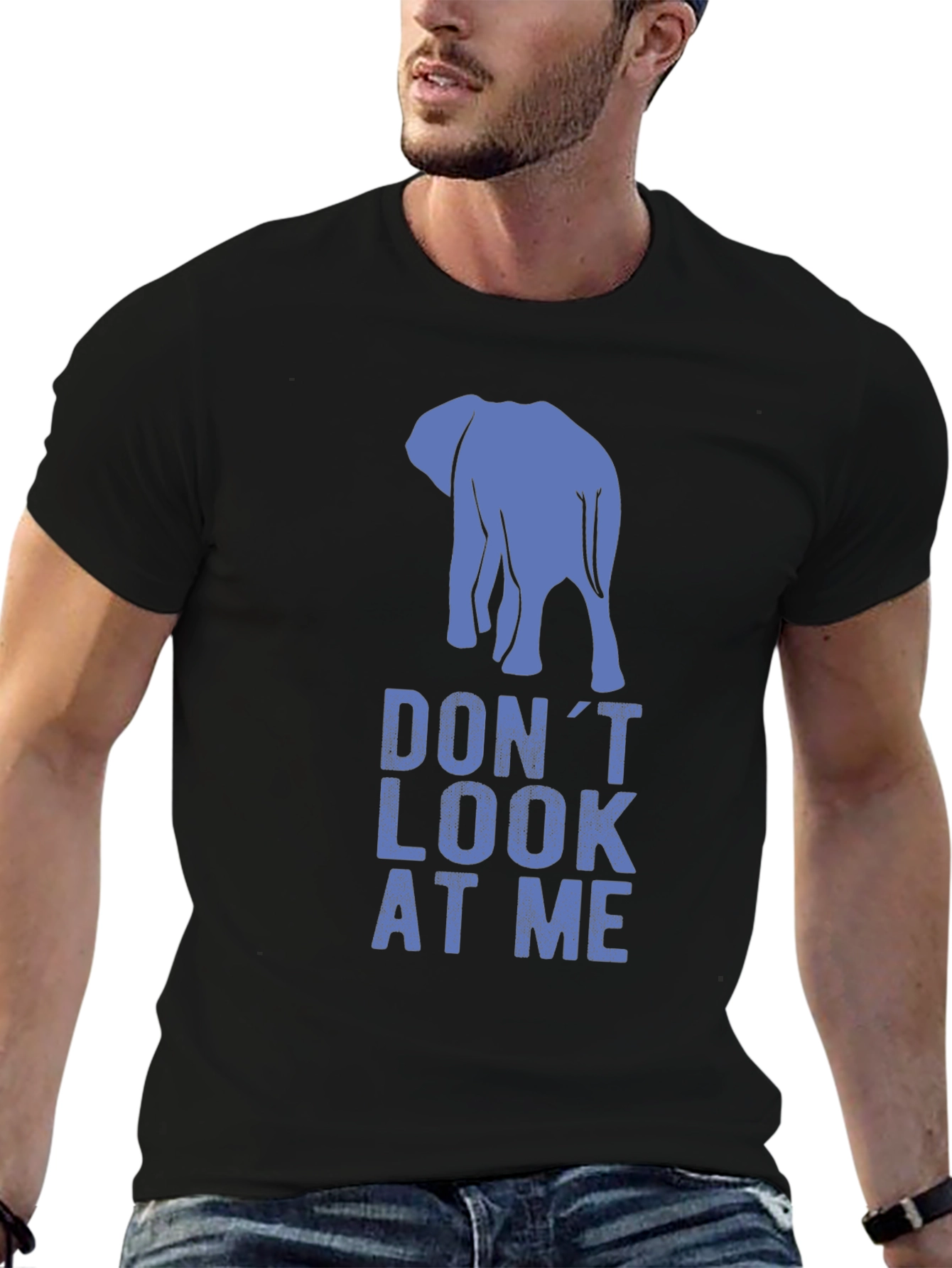 Black Don't Look At Me Elephant Graphic Tee view 6
