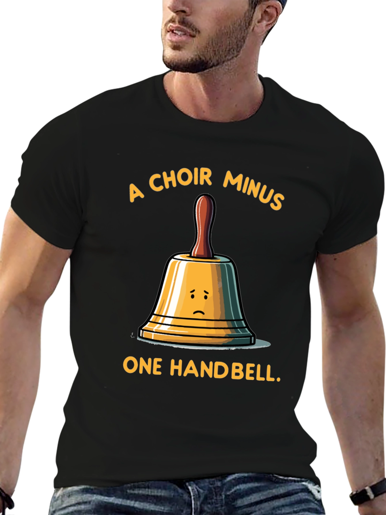 Black Funny Choir Handbell Graphic T-Shirt view 6