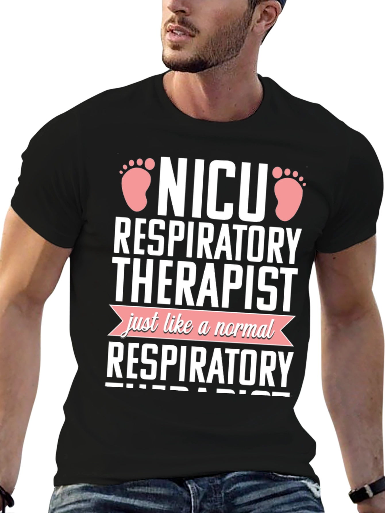 Black NICU Respiratory Therapist Novelty T-Shirt view 6