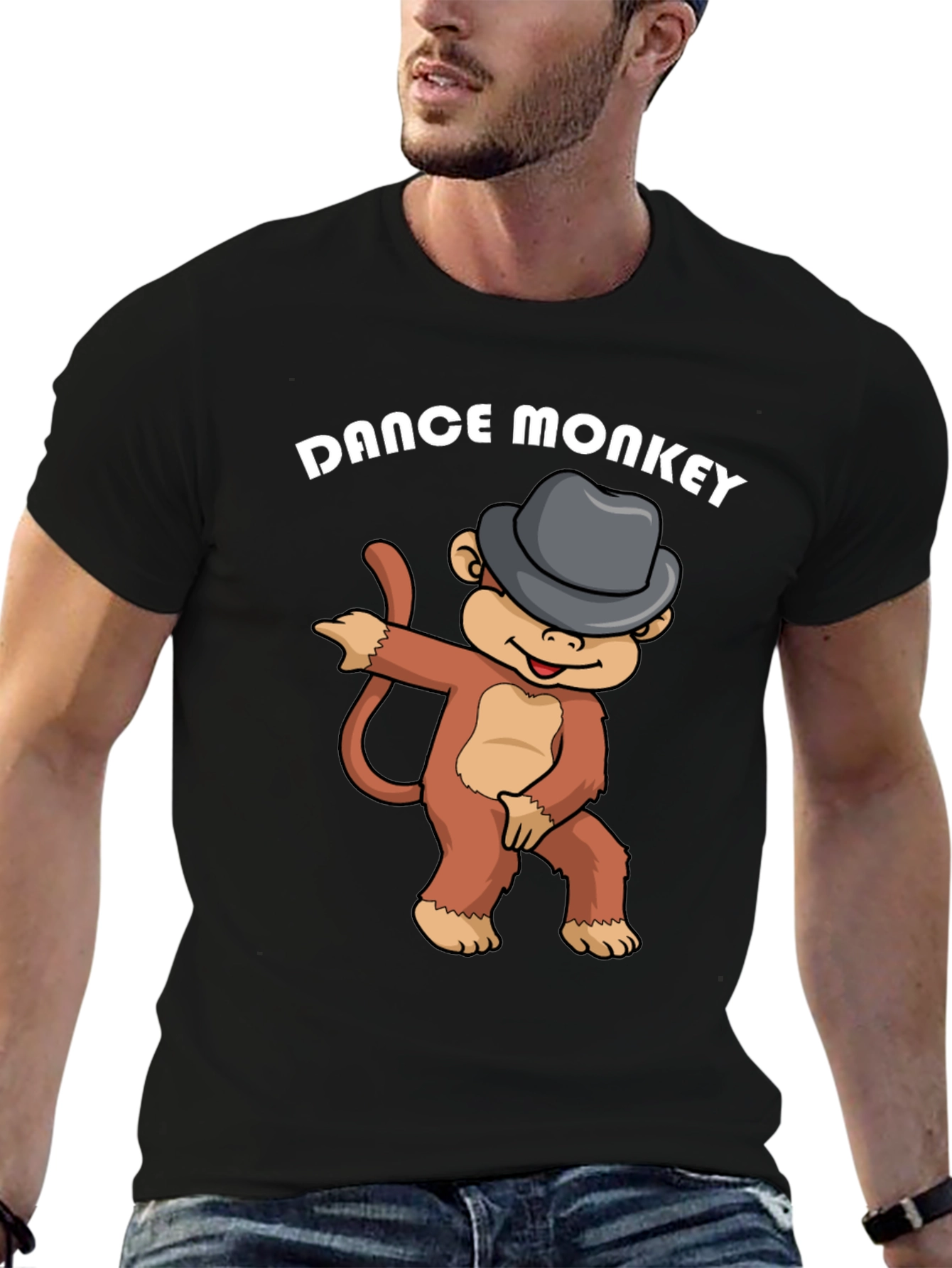 Black Dance Monkey Graphic Tee - Fun Cartoon Shirt view 6