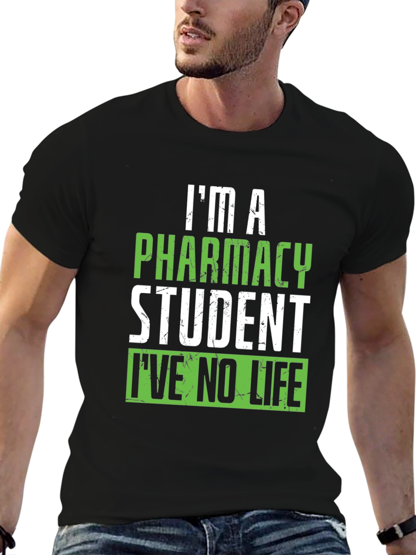 Black Pharmacy Student Funny Graphic T-Shirt view 6