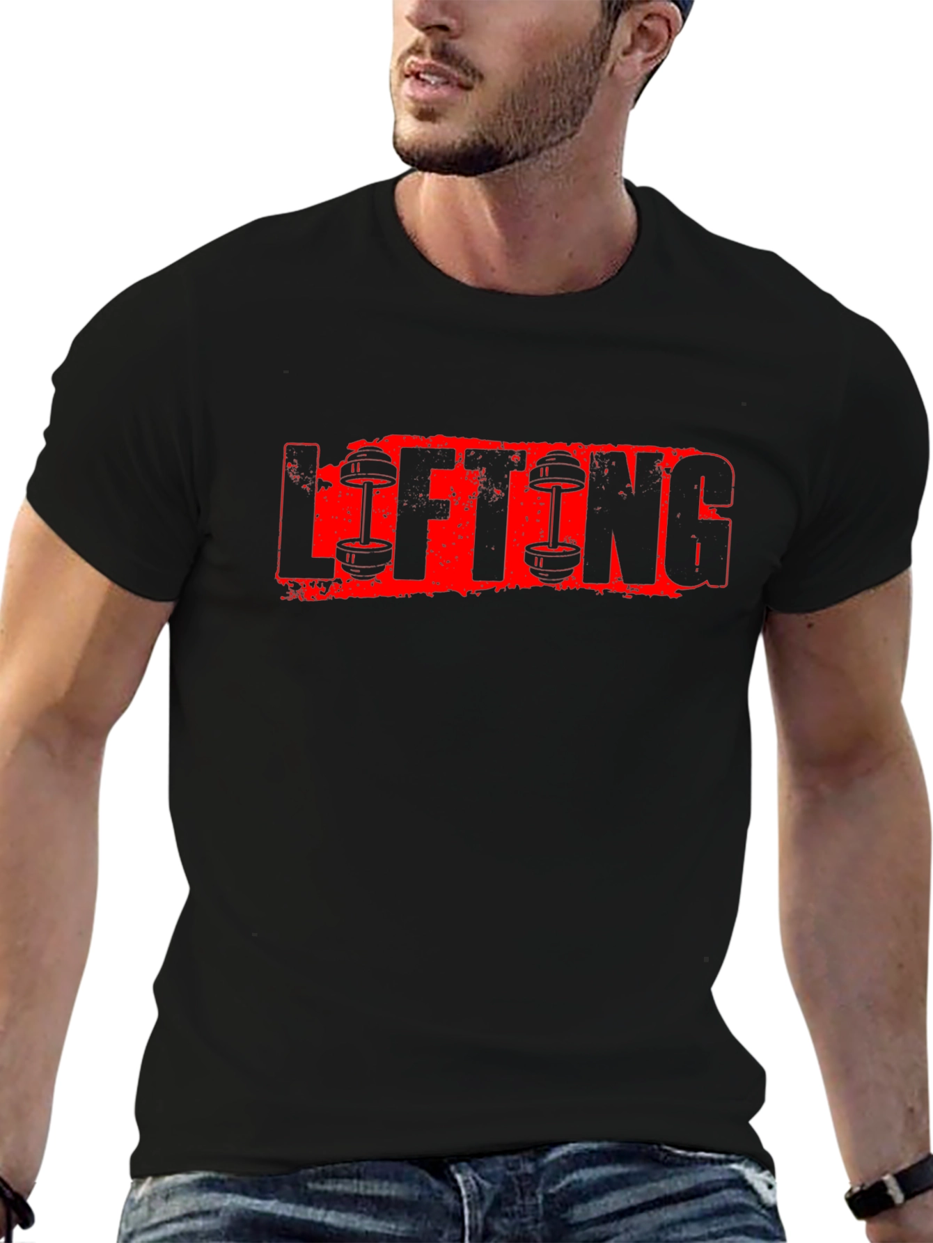 Black Lifting Graphic Tee - Black Fitness Shirt view 6