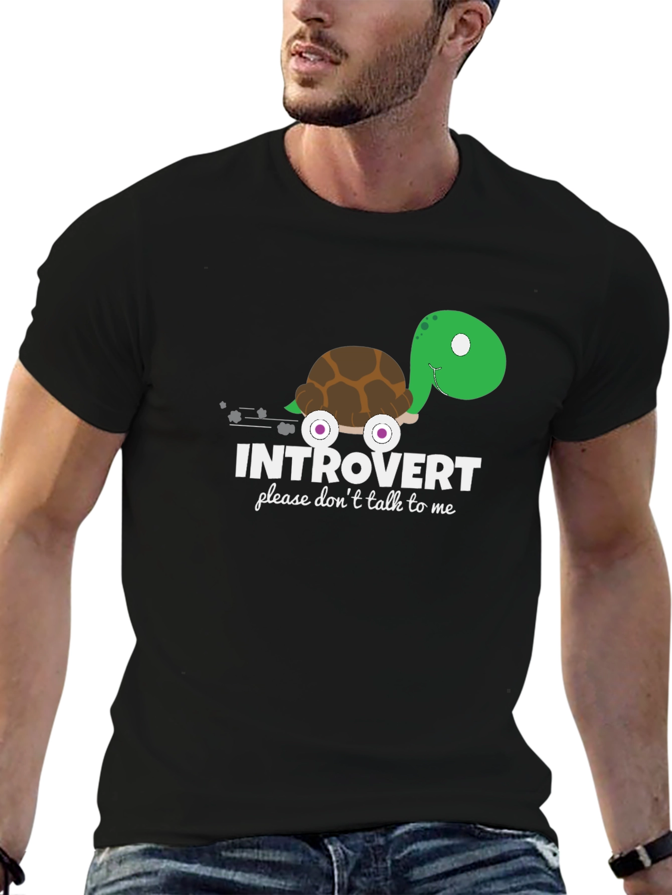 Black Introvert Turtle Graphic T-Shirt view 6