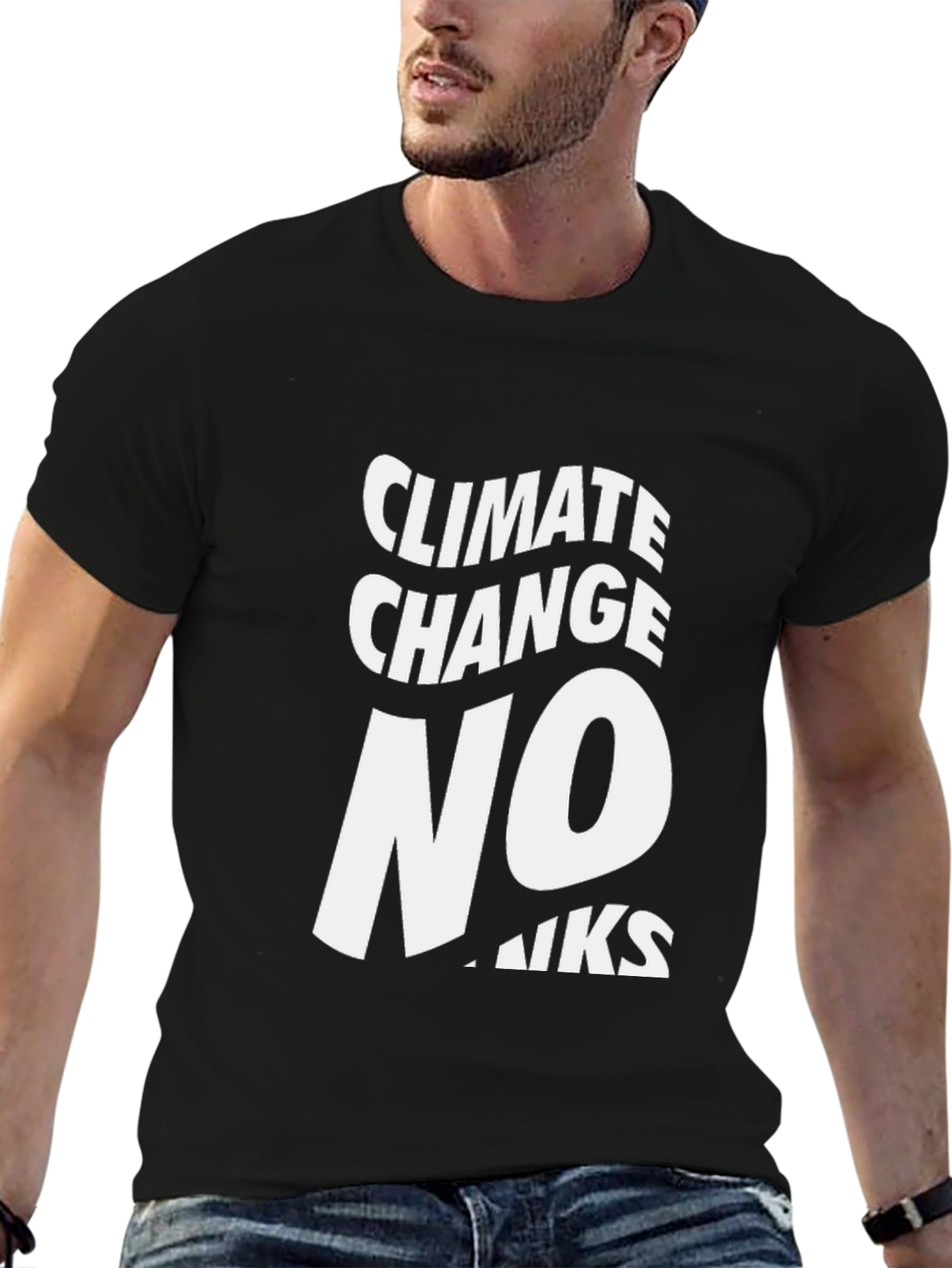 Black Climate Change No Thanks Graphic Tee view 6