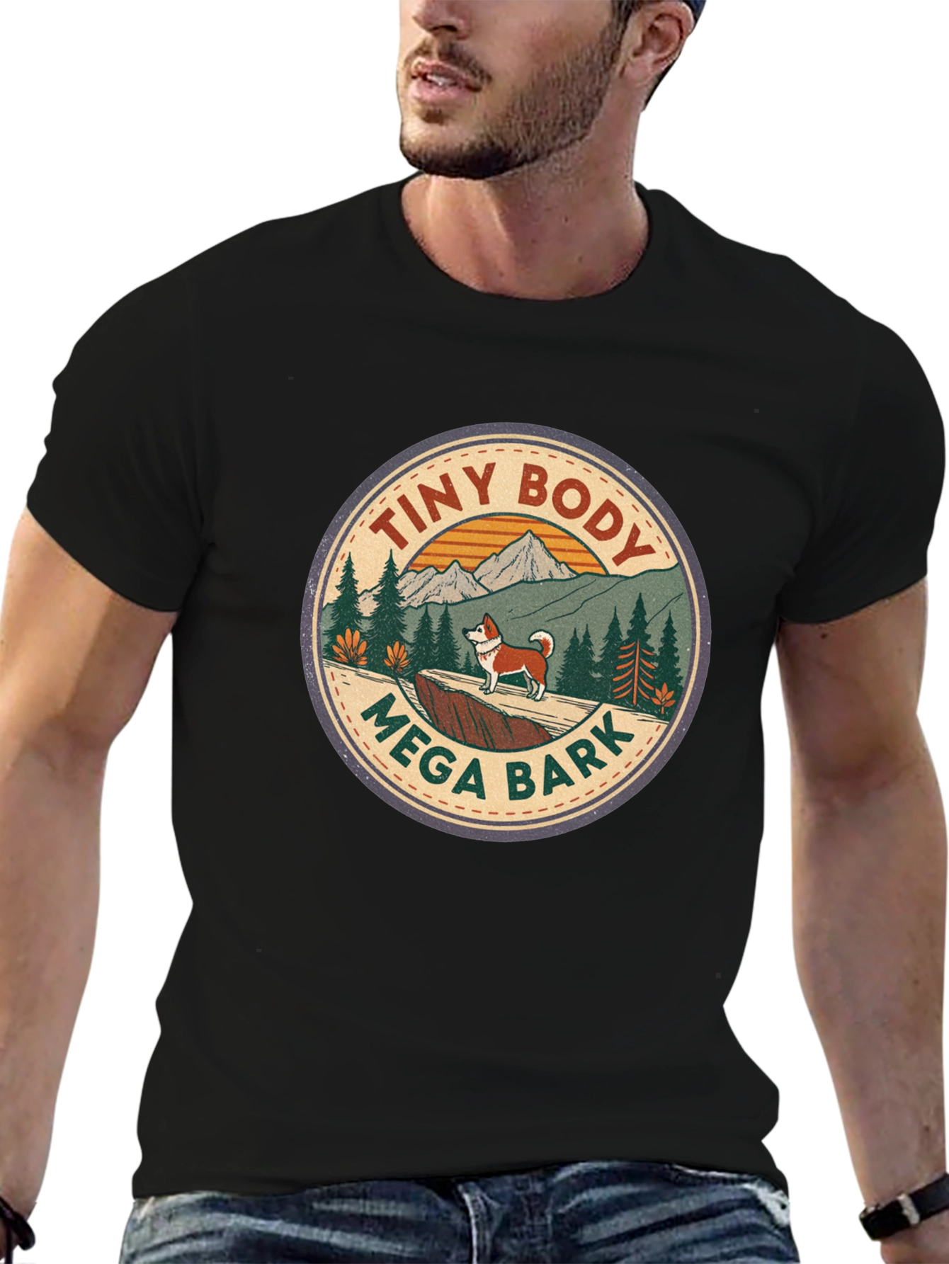 Black Tiny Body Mega Bark Graphic T-Shirt view 6