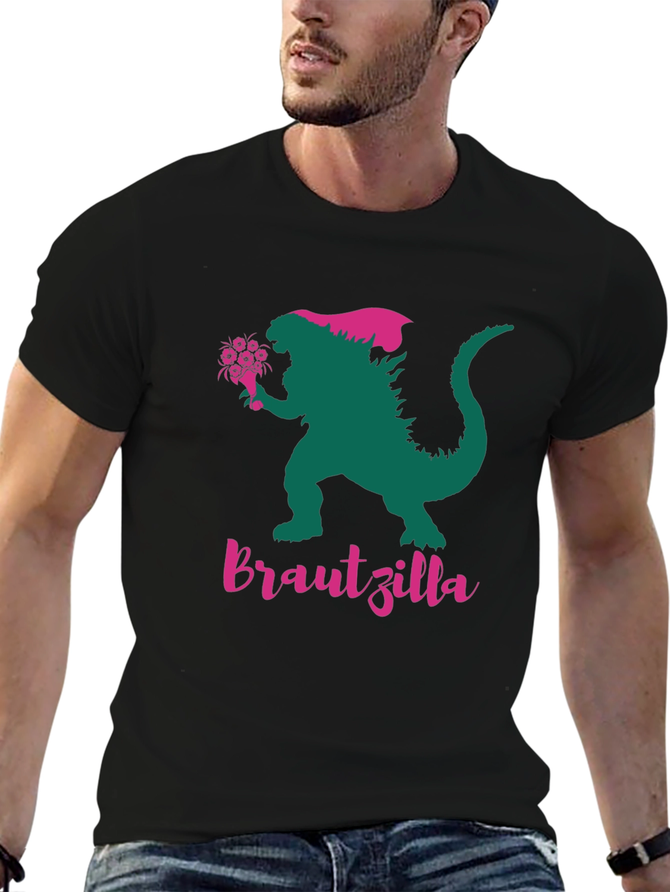 Black Bridesauruszilla Graphic Tee - Hilarious Bridal Shirt view 6