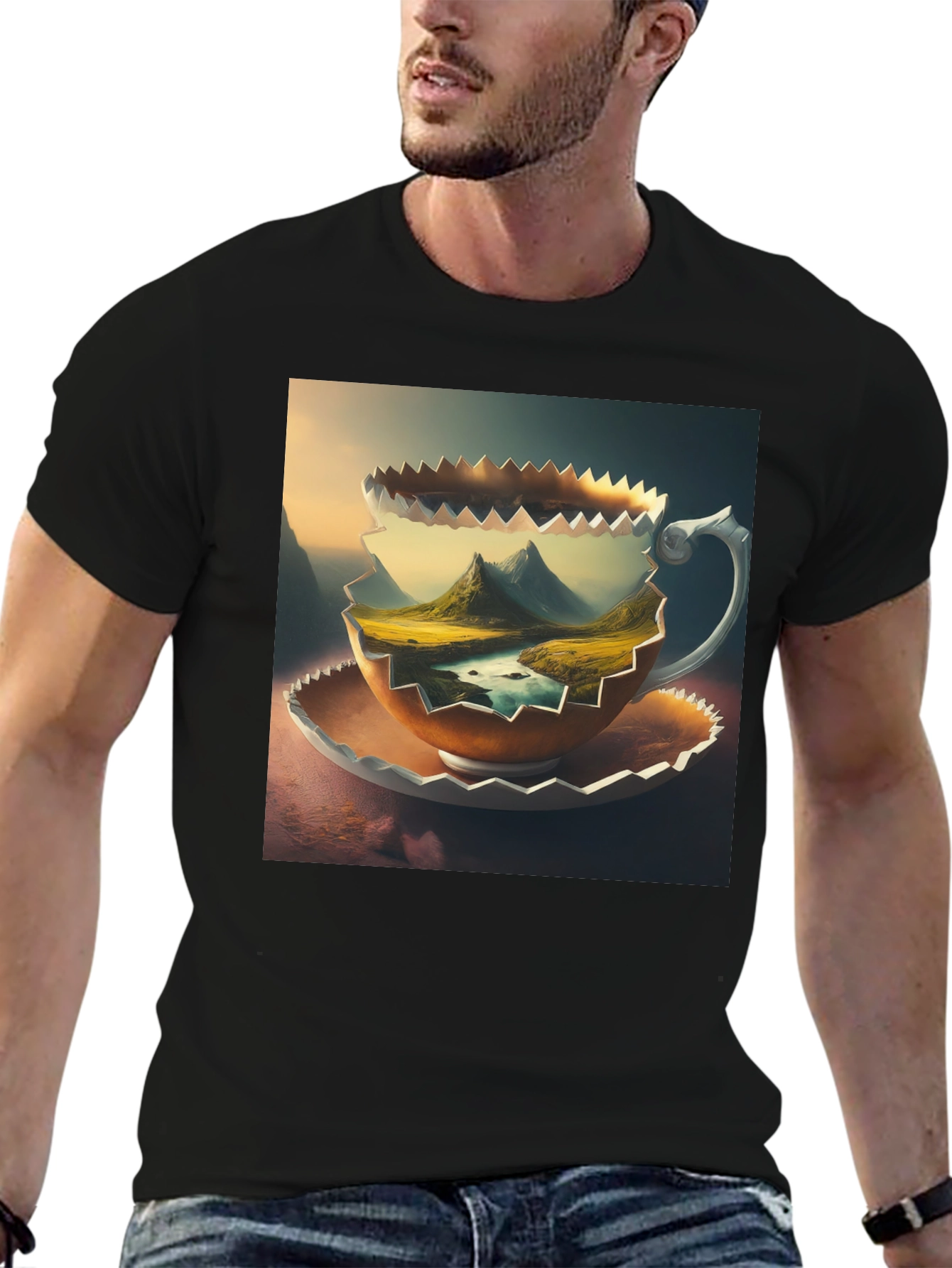 Black Mountain View Coffee Cup T-Shirt view 6