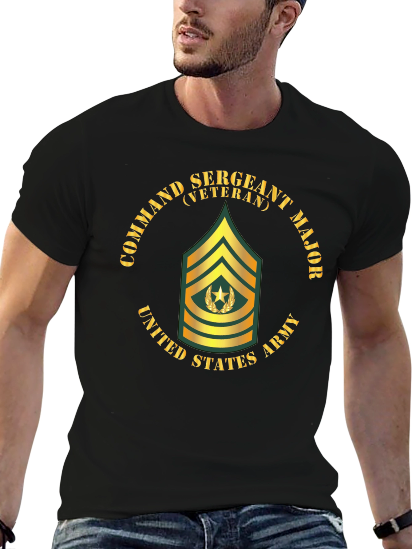 Black Veteran Command Sergeant Major T-Shirt view 6