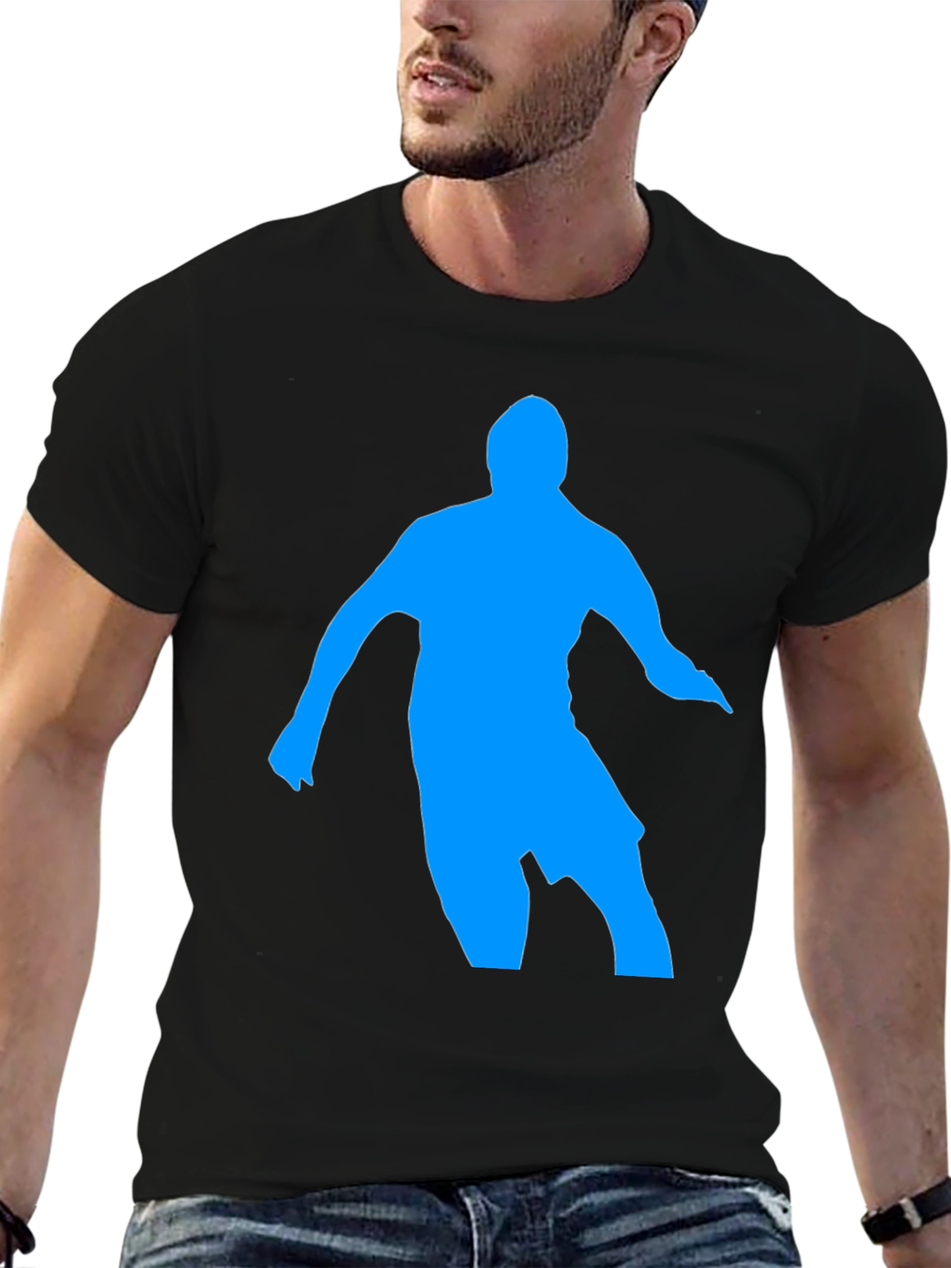 Black Blue Silhouette Graphic Black T-Shirt view 6
