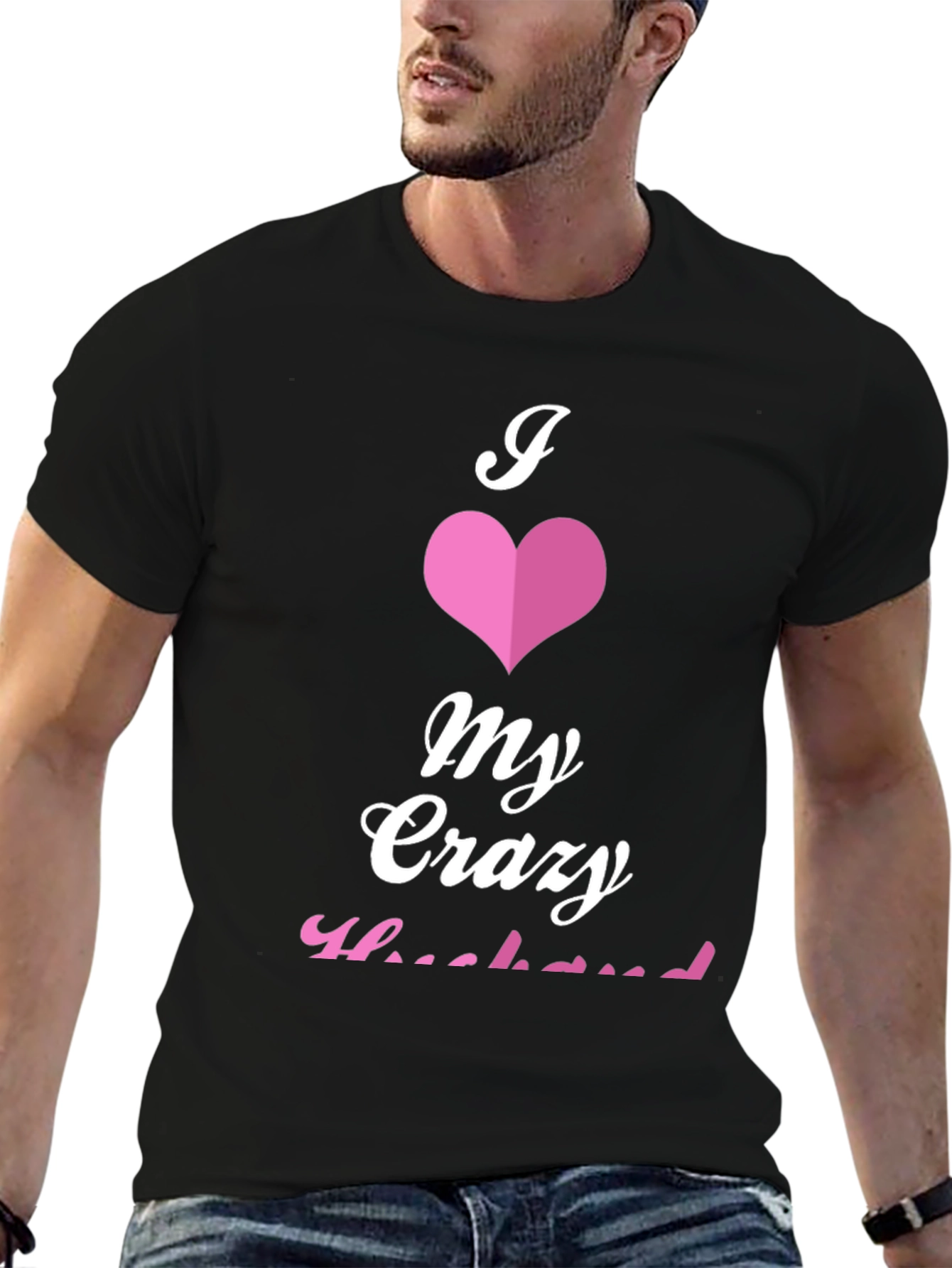 Black I Love My Crazy Husband T-Shirt view 6