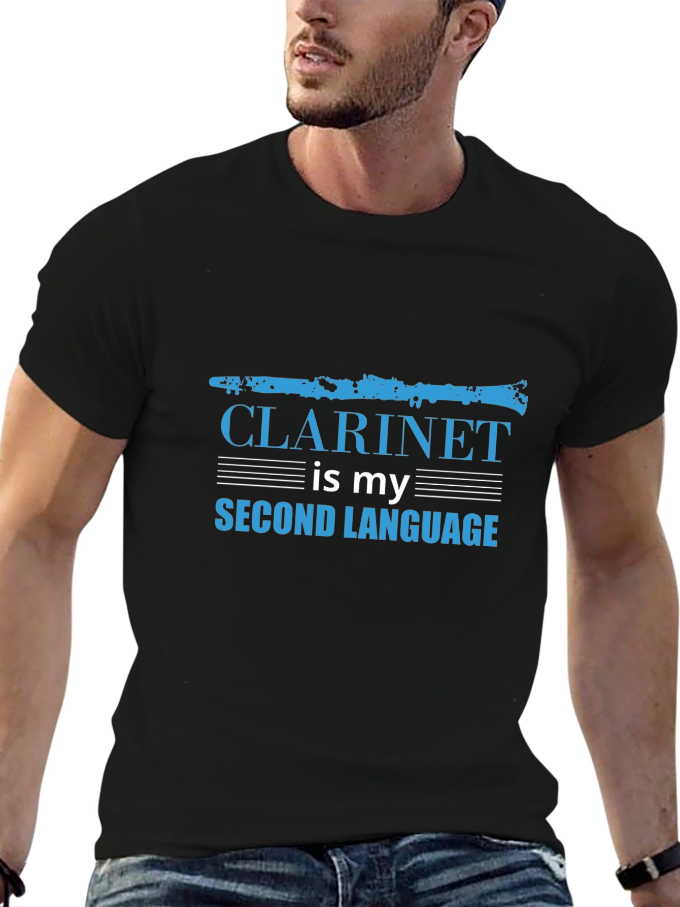 Black Clarinet is My Second Language Black T-Shirt view 6