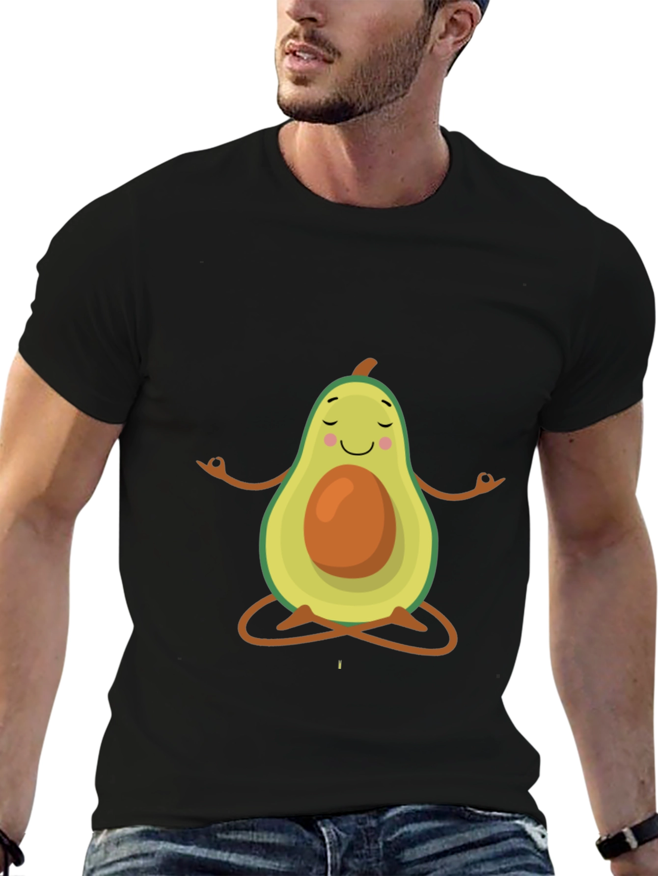 Black Zen Avocado T-Shirt - Funny Yoga Tee view 6