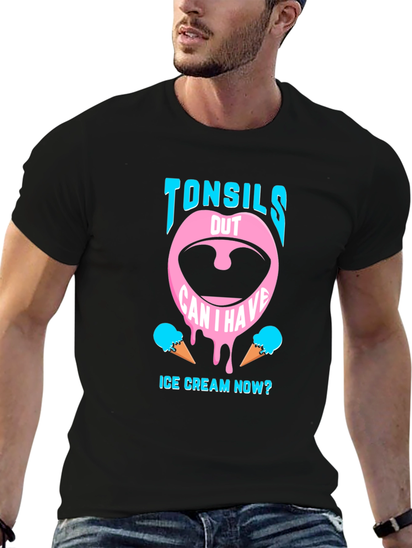 Black Tonsils Out Ice Cream T-Shirt view 6