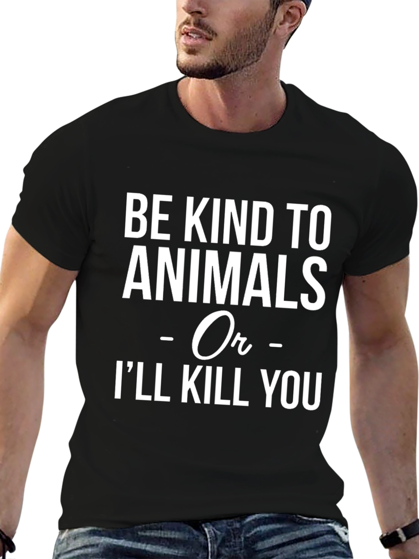 Black Be Kind to Animals T-Shirt - Sarcastic Animal Lover Tee view 6