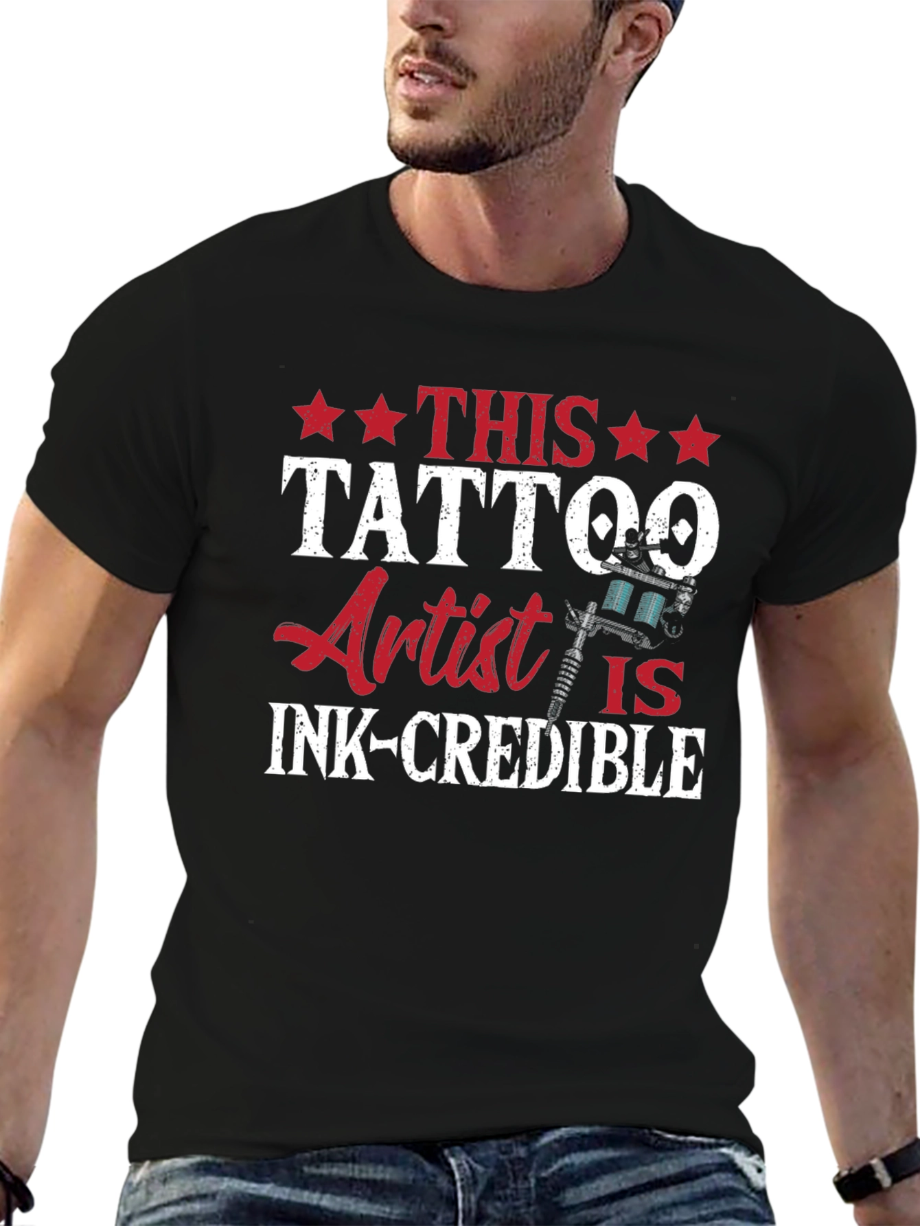 Black Tattoo Artist Ink-credible Graphic T-Shirt view 6