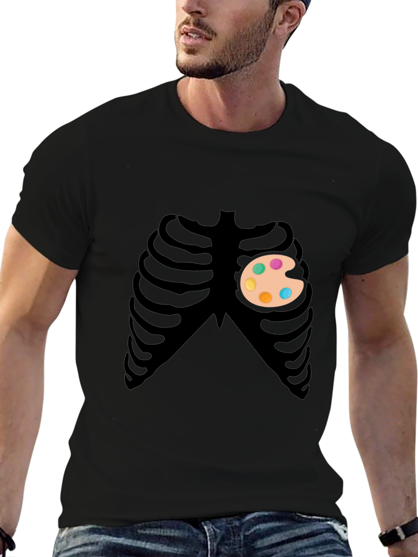 Artsy Skeleton Graphic Tee - Creative Heart T-Shirt - 6