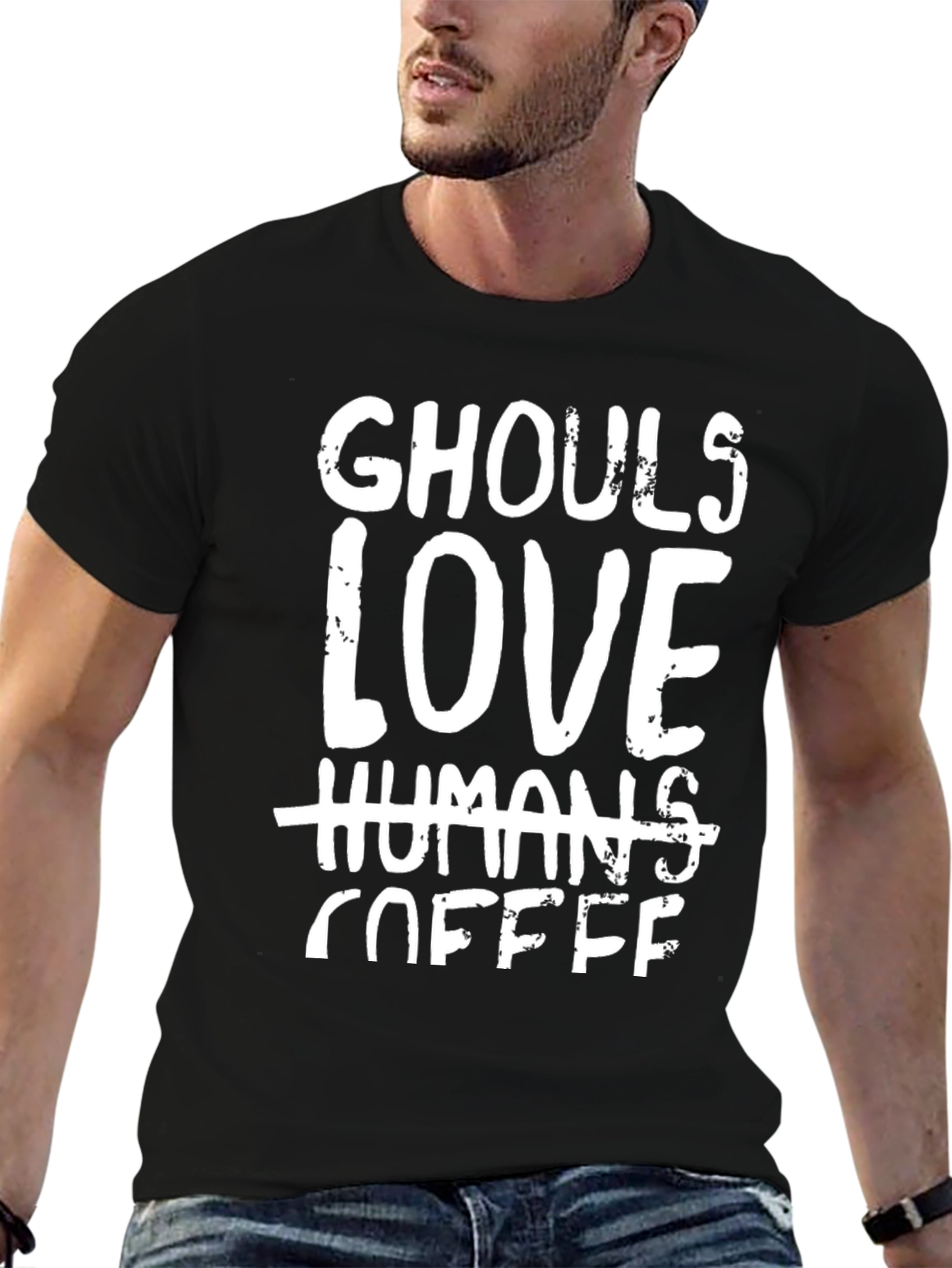 Black Ghouls Love Coffee T-Shirt - Funny Halloween Tee view 6