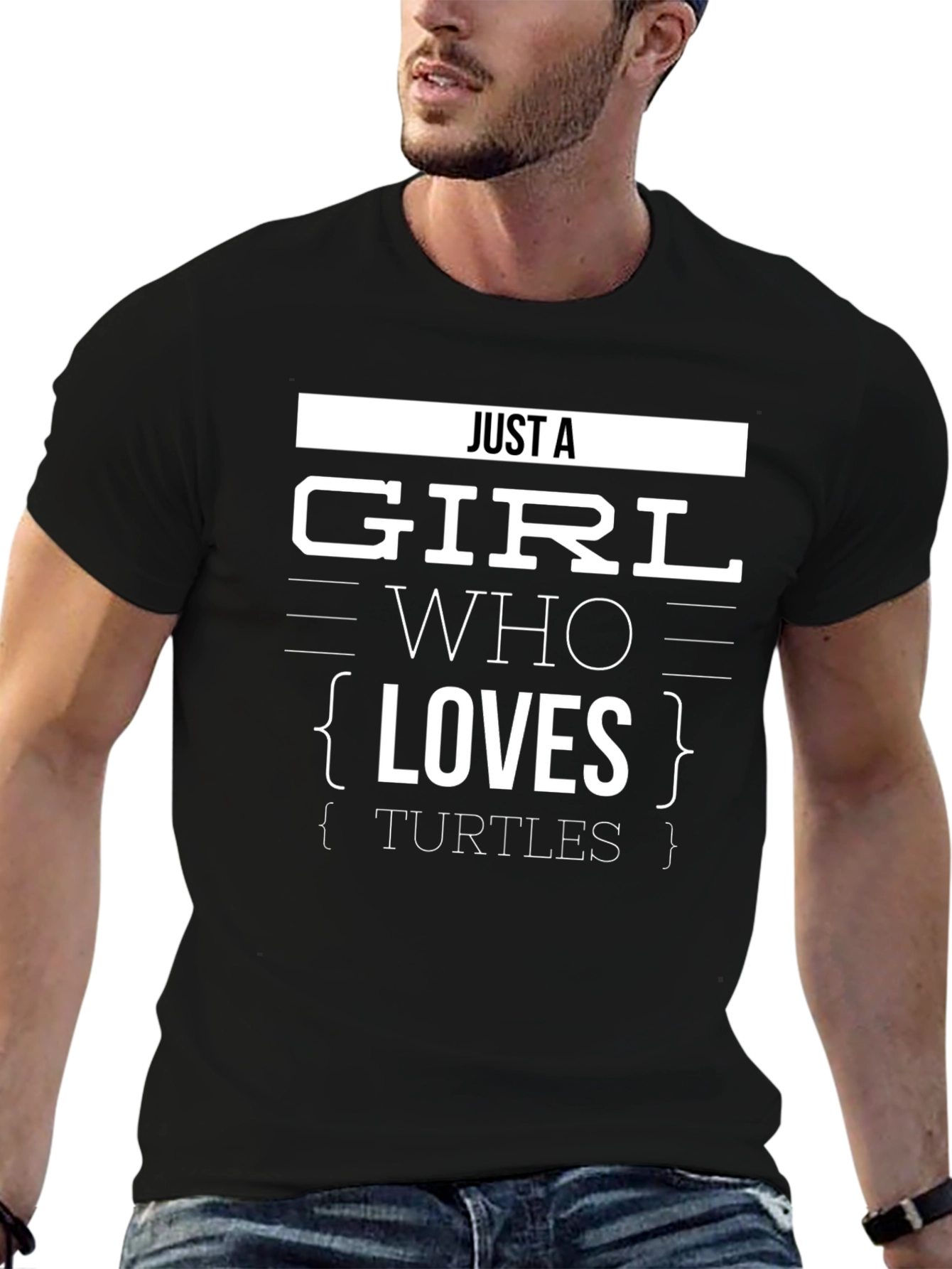 Black Just a Girl Who Loves Turtles Graphic T-Shirt view 6