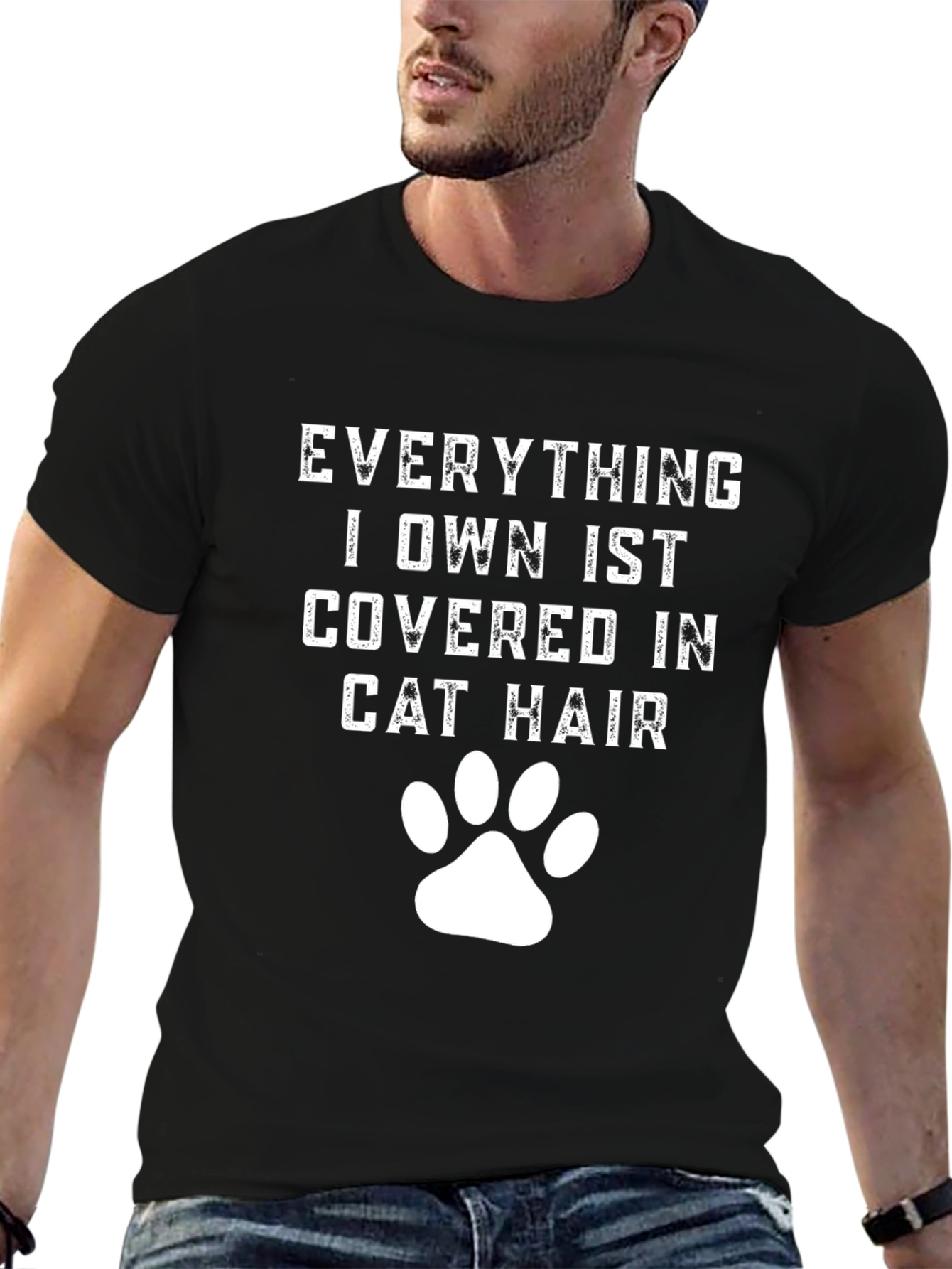 Black Cat Hair T-Shirt - Everything I Own is Covered! view 6