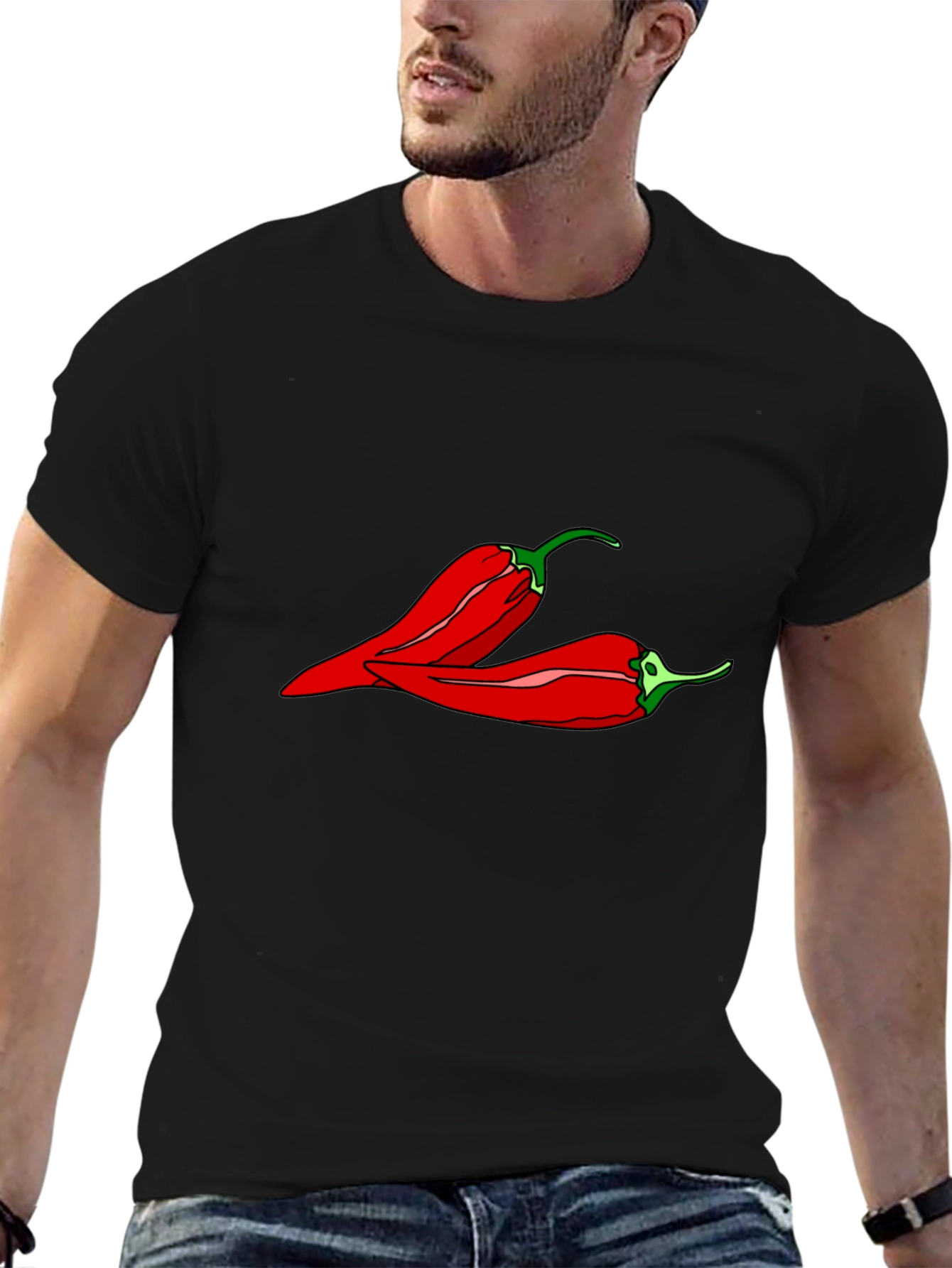Black Spicy Pepper Graphic Tee - Black Unisex T-Shirt view 6