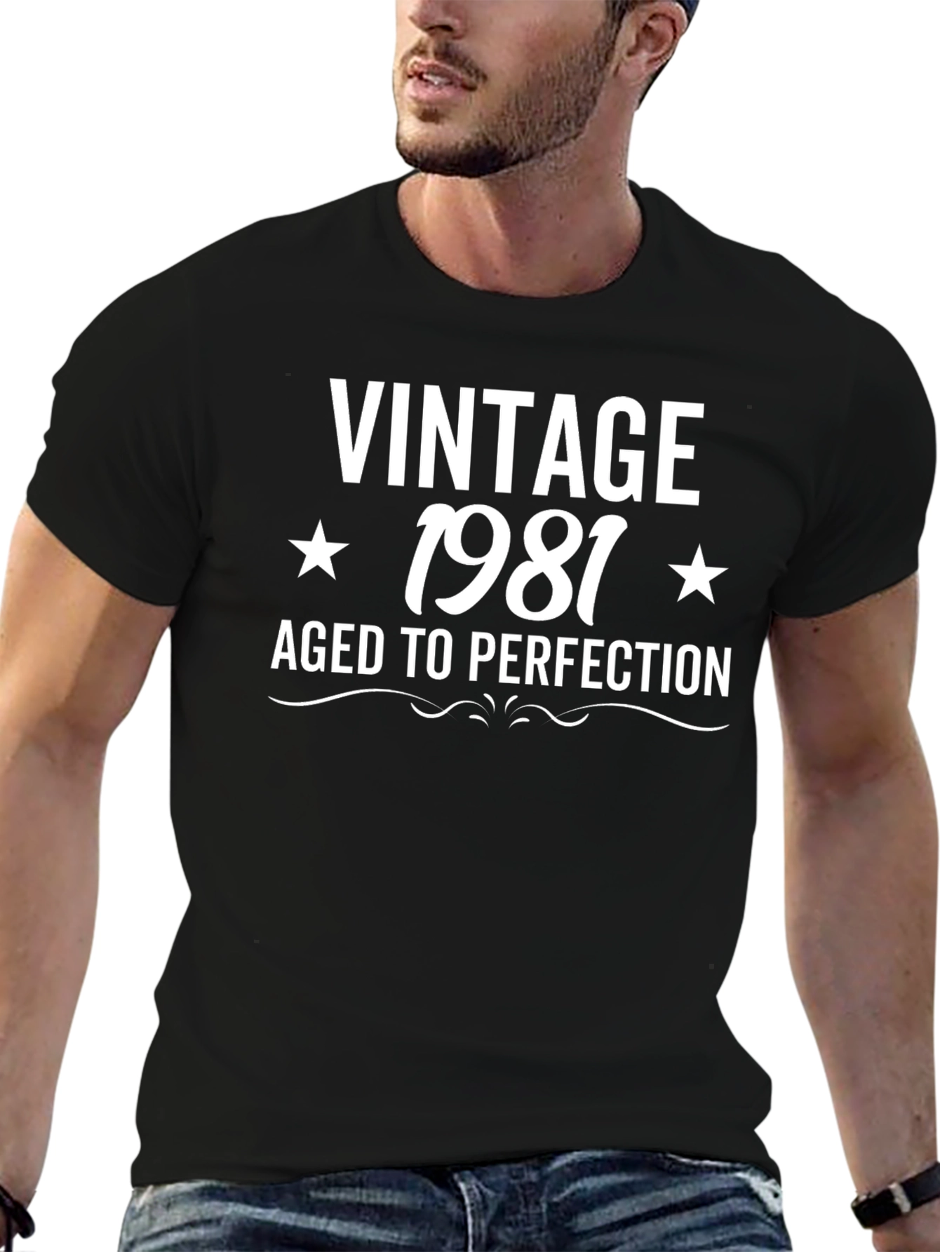 Black Vintage 1981 Aged to Perfection Graphic Tee view 6
