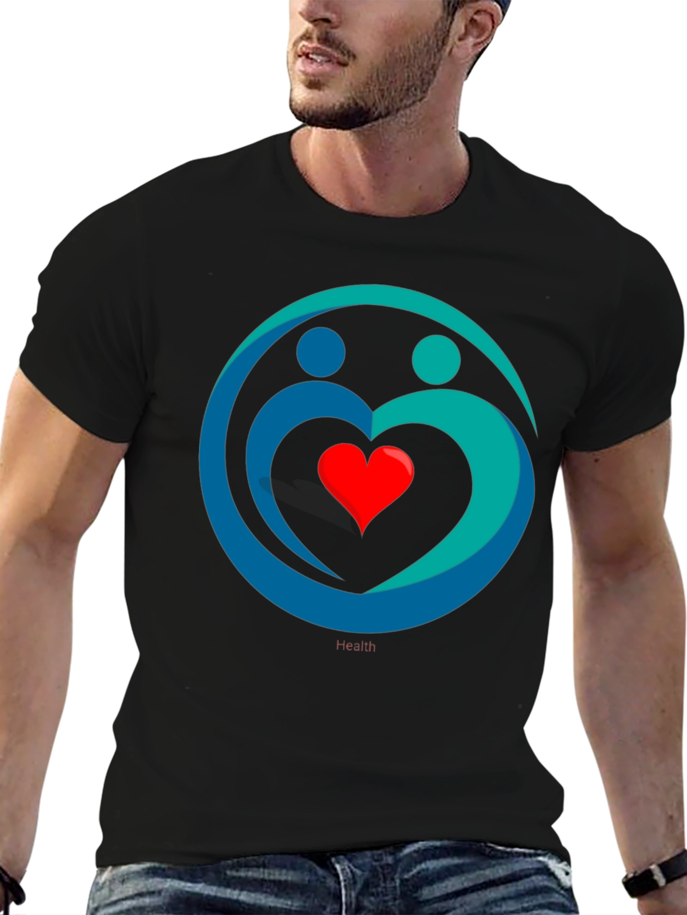 Black Heart Health Graphic Tee - Black Casual Comfort view 6