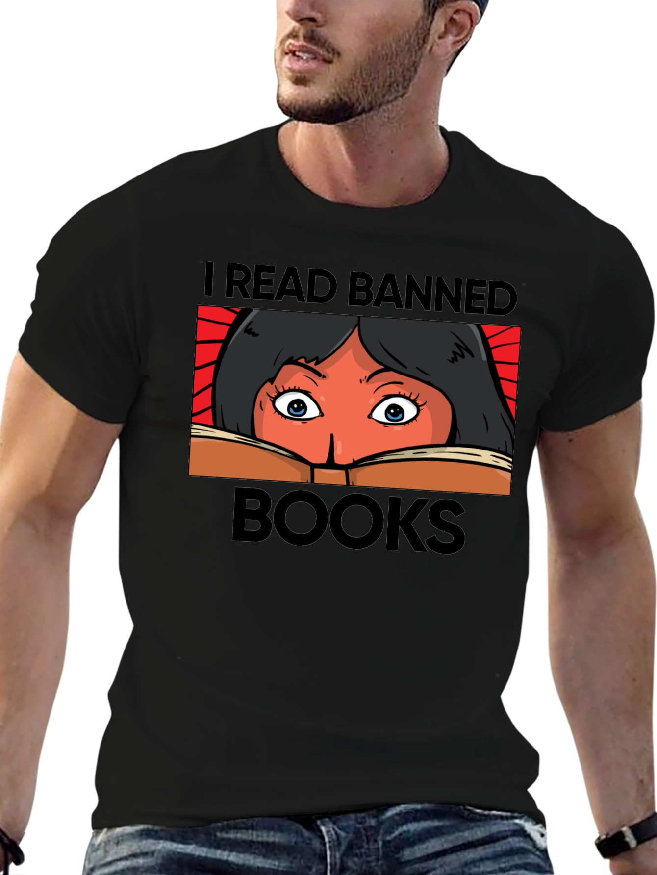 Black I Read Banned Books Graphic T-Shirt view 6
