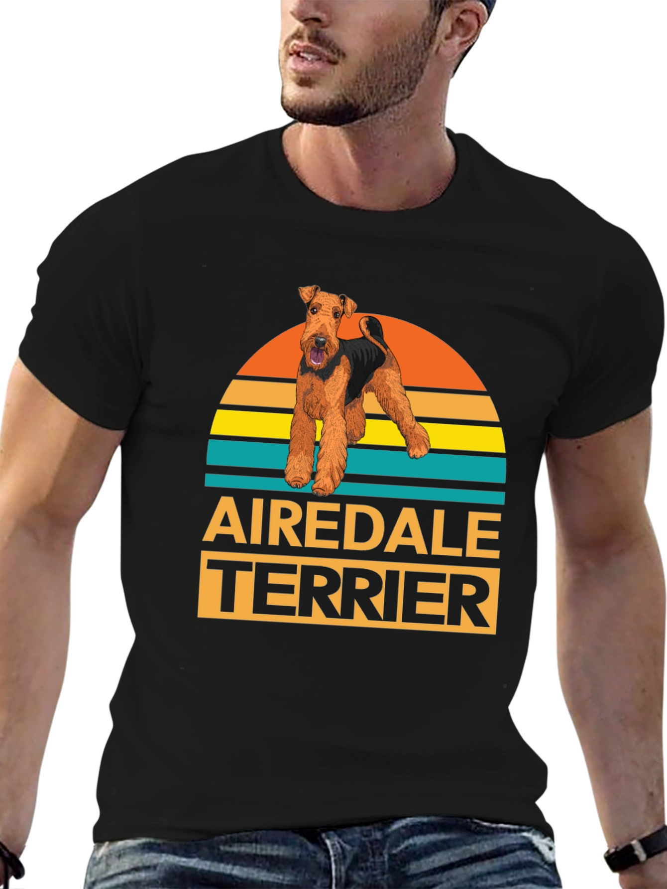 Black Airedale Terrier Dog Graphic T-Shirt view 6