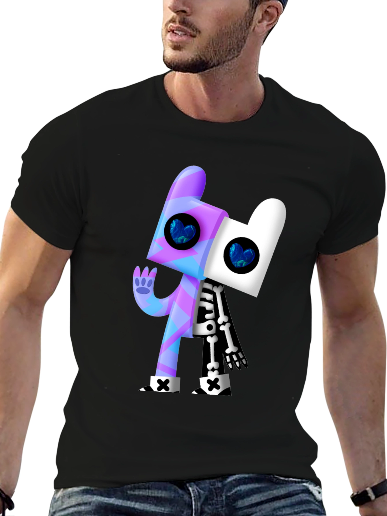 Black Cartoon Character Graphic Black T-Shirt view 6