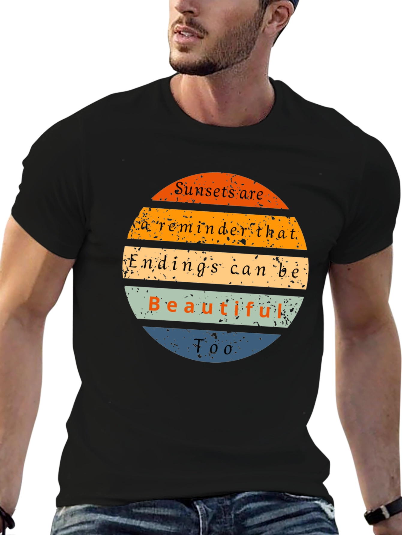 Black Sunset Reminder Graphic Tee - Endings Can Be Beautiful view 6