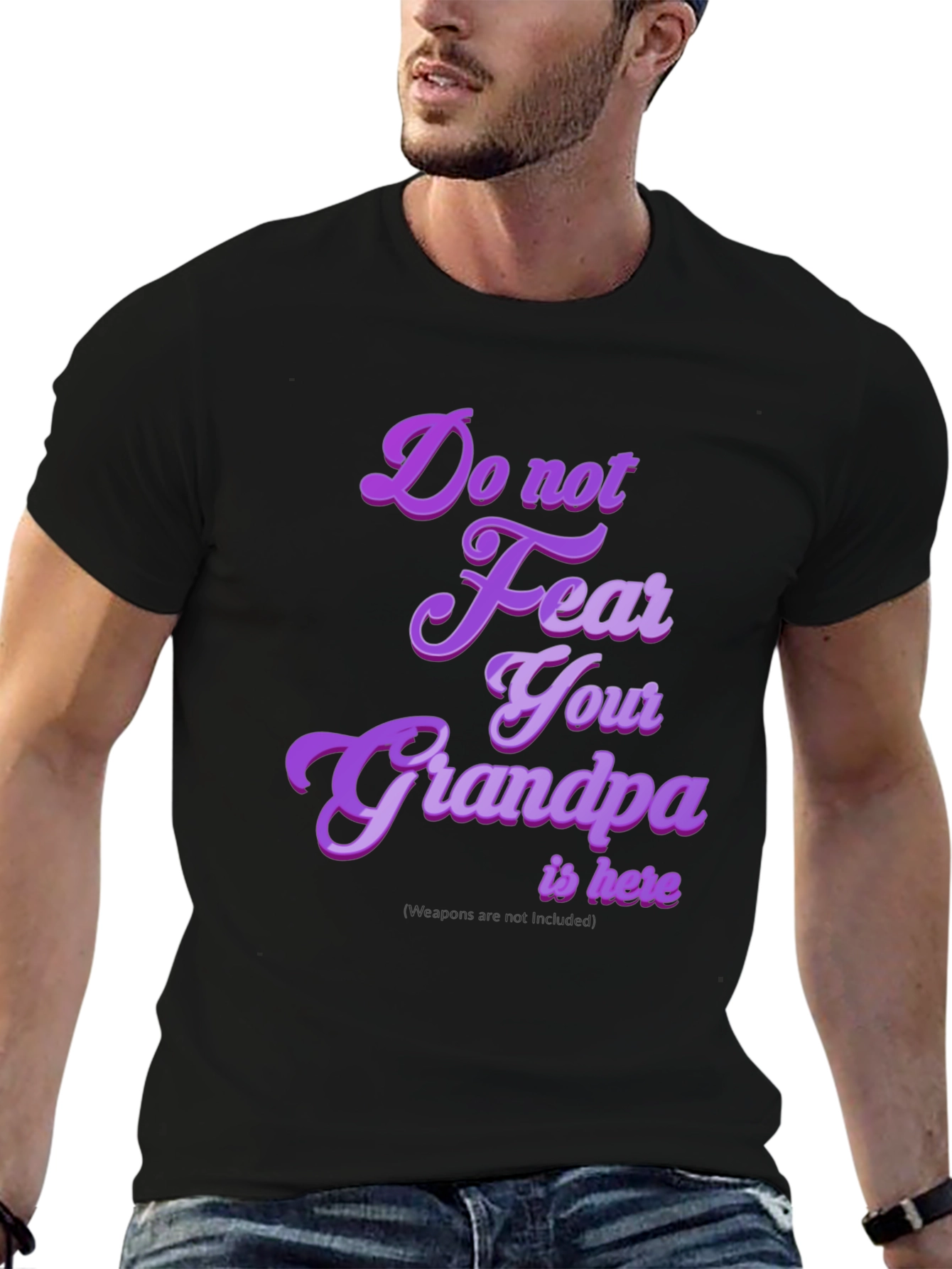 Black Funny Grandpa T-Shirt: "Do Not Fear Your Grandpa Is Here" view 6