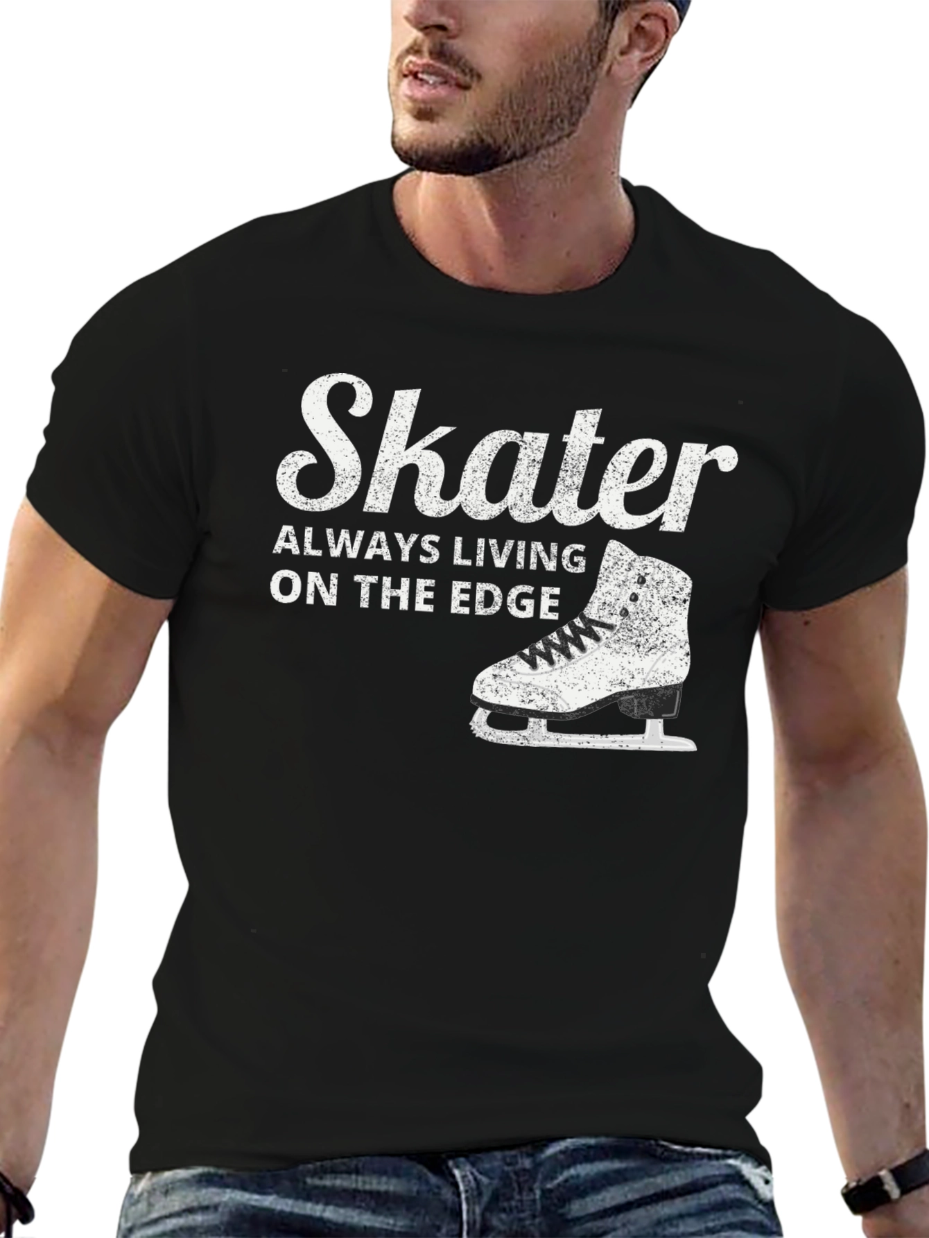 Black Skater Always Living on The Edge Black T-Shirt view 6