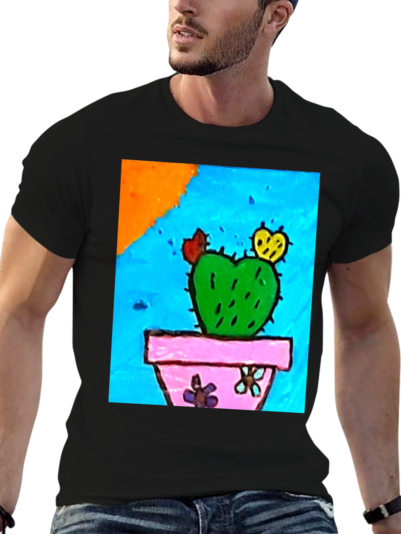 Black Quirky Cactus Graphic T-Shirt view 6