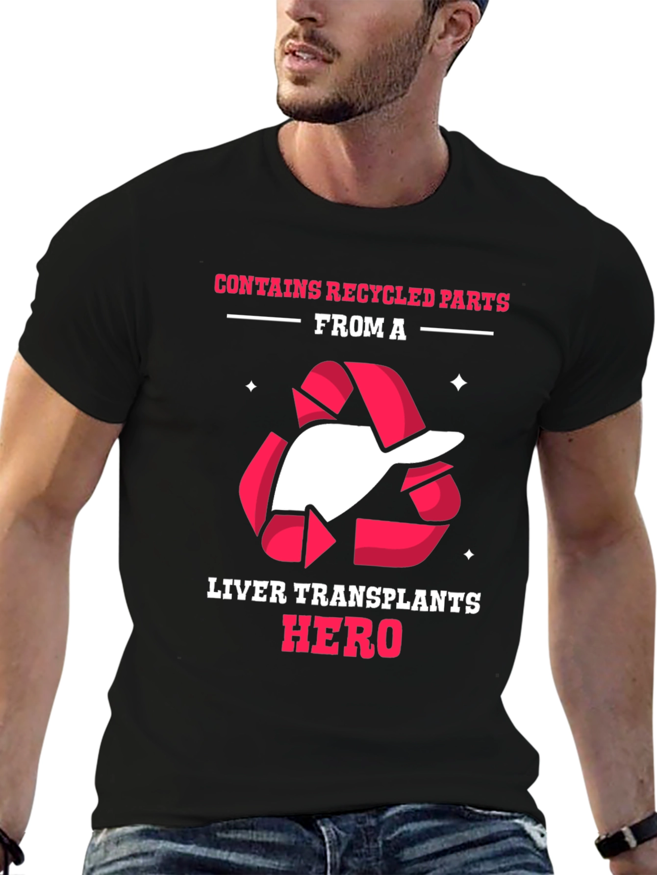 Black Liver Transplant Hero Recycled Parts T-Shirt view 6