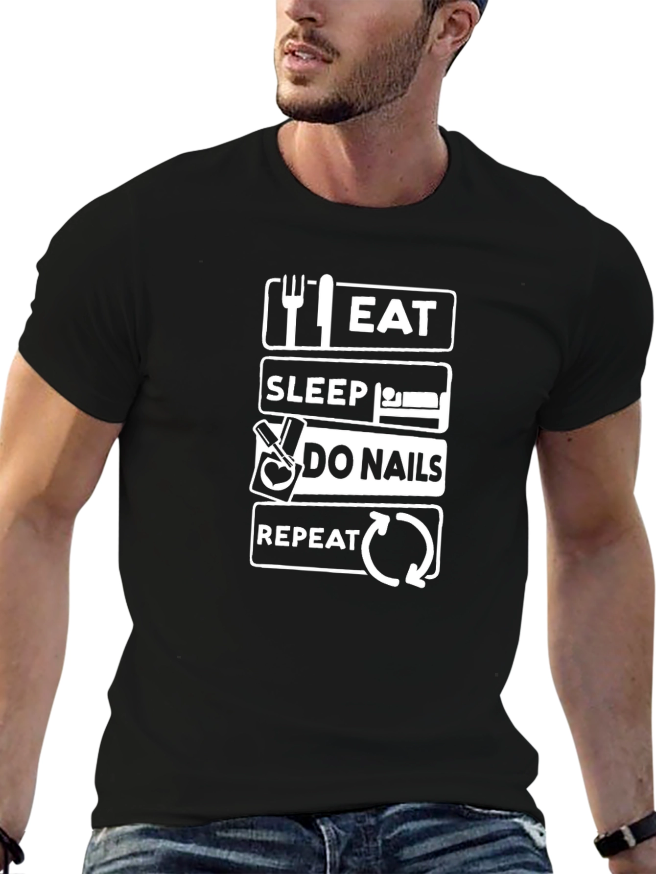 Black Eat Sleep Do Nails Repeat Graphic T-Shirt view 6