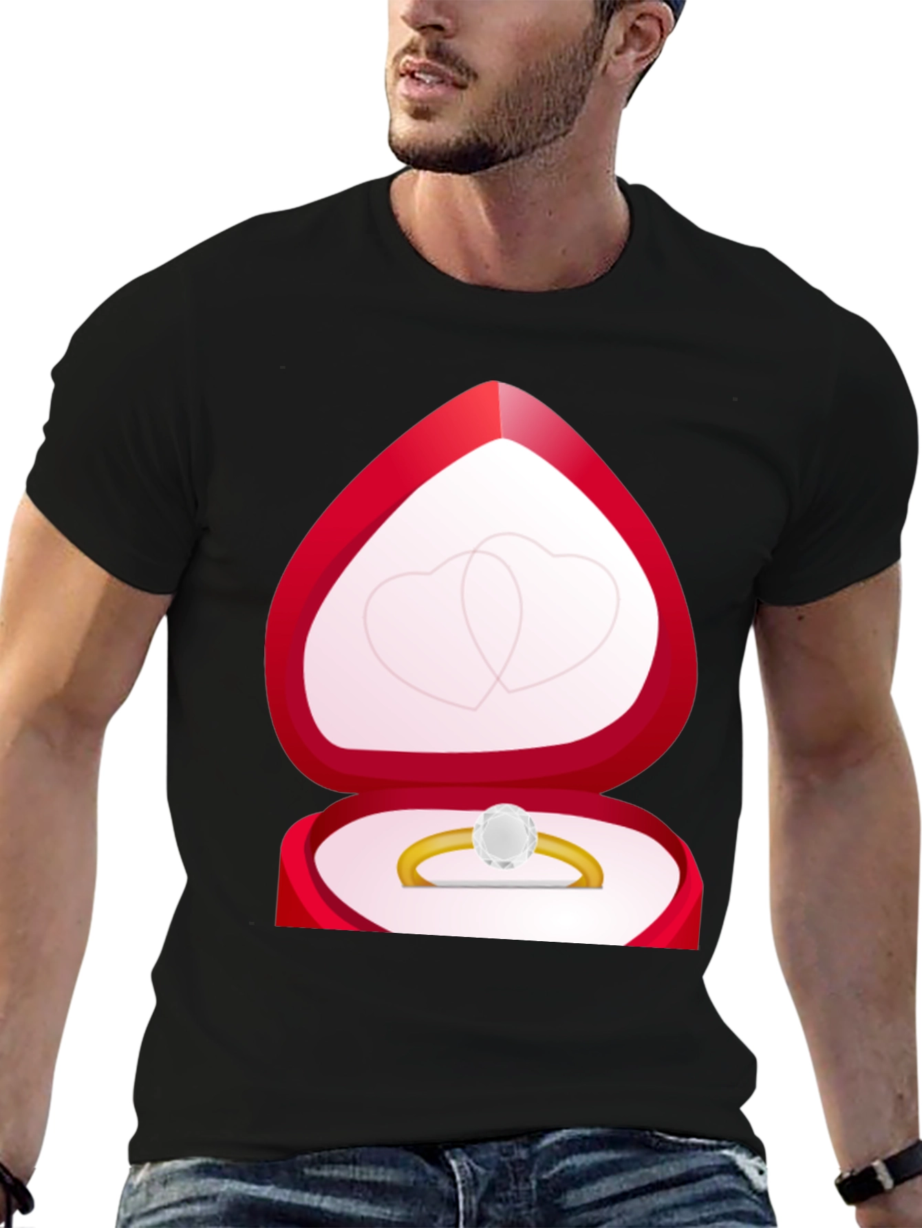 Black Proposal Ring Box T-Shirt view 6