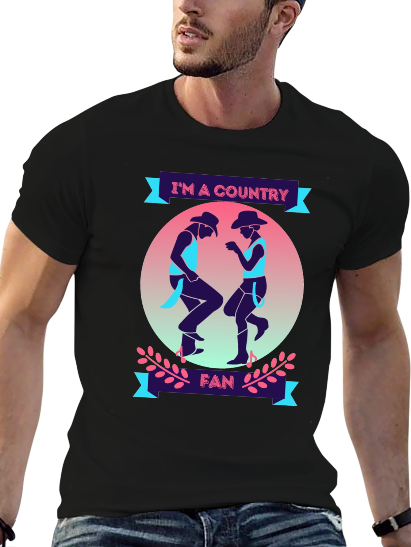 Black Country Music Fan T-Shirt view 6