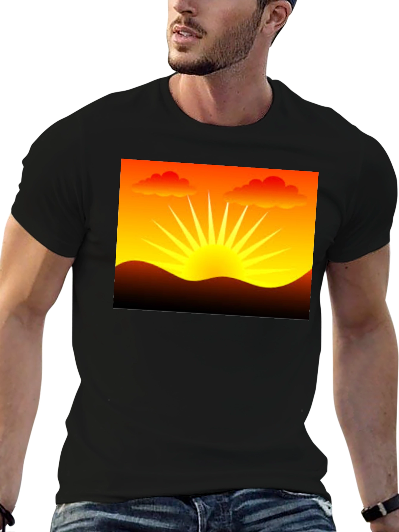 Black Sunset Graphic Black T-Shirt view 6