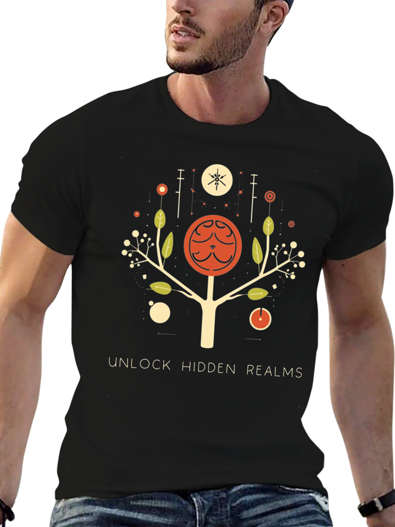 Black Unlock Hidden Realms Graphic Tee view 6