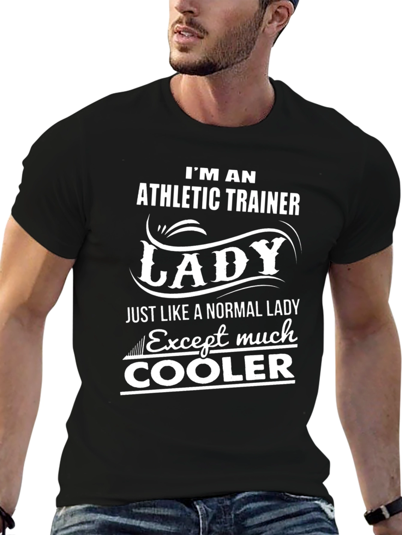 Black Athletic Trainer Lady T-Shirt - Cool & Unique Design view 6